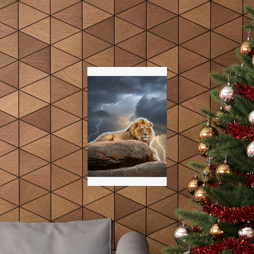 Dramatic Storm — Lion — Matte Poster
