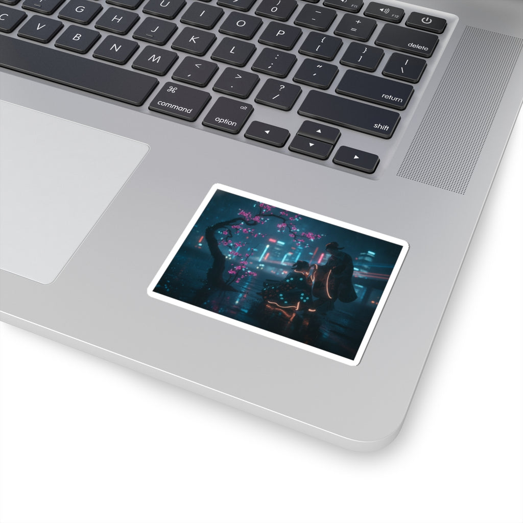 Neon Noir — Two Girls Under Plum Tree — Kiss-Cut Sticker