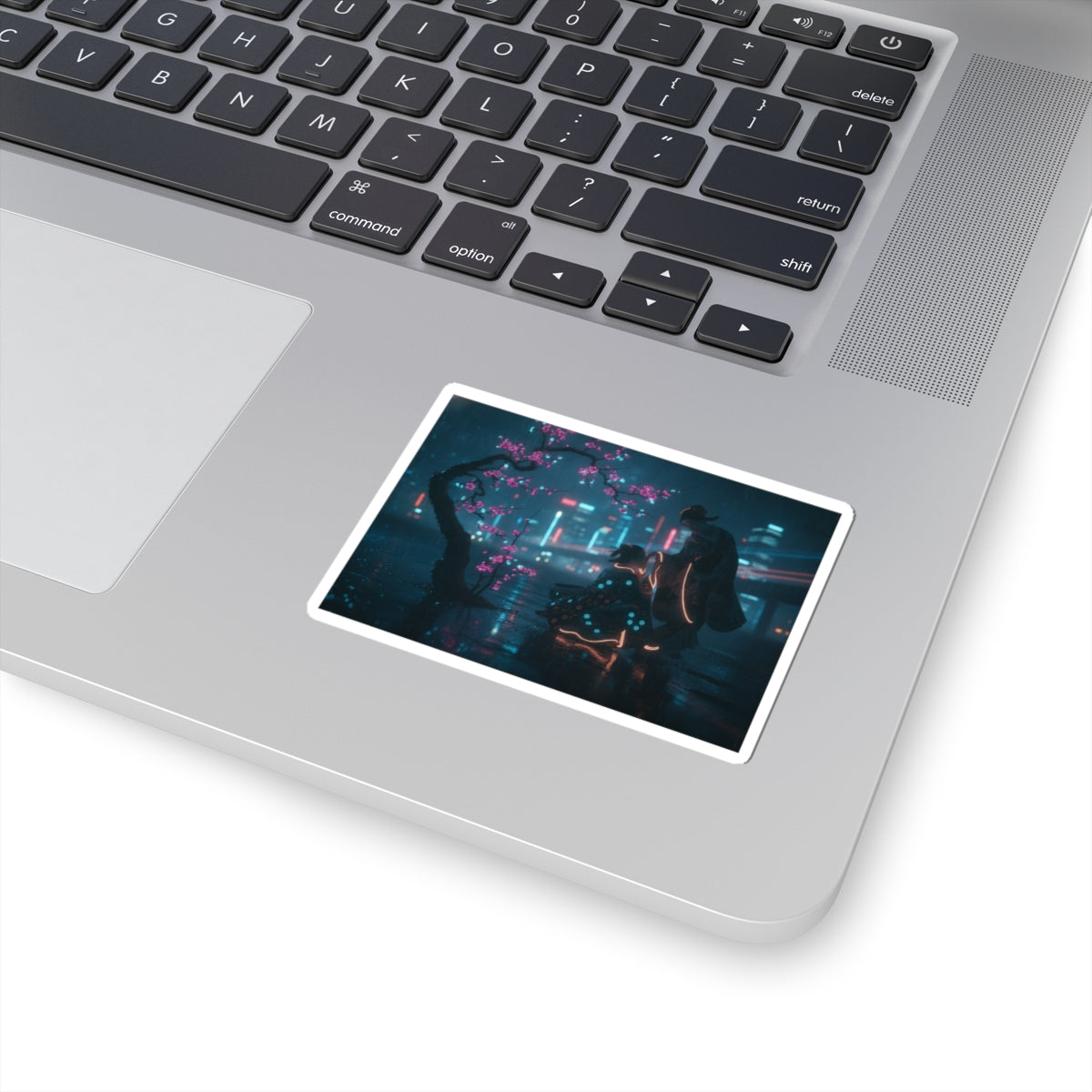 Neon Noir — Two Girls Under Plum Tree — Kiss-Cut Sticker