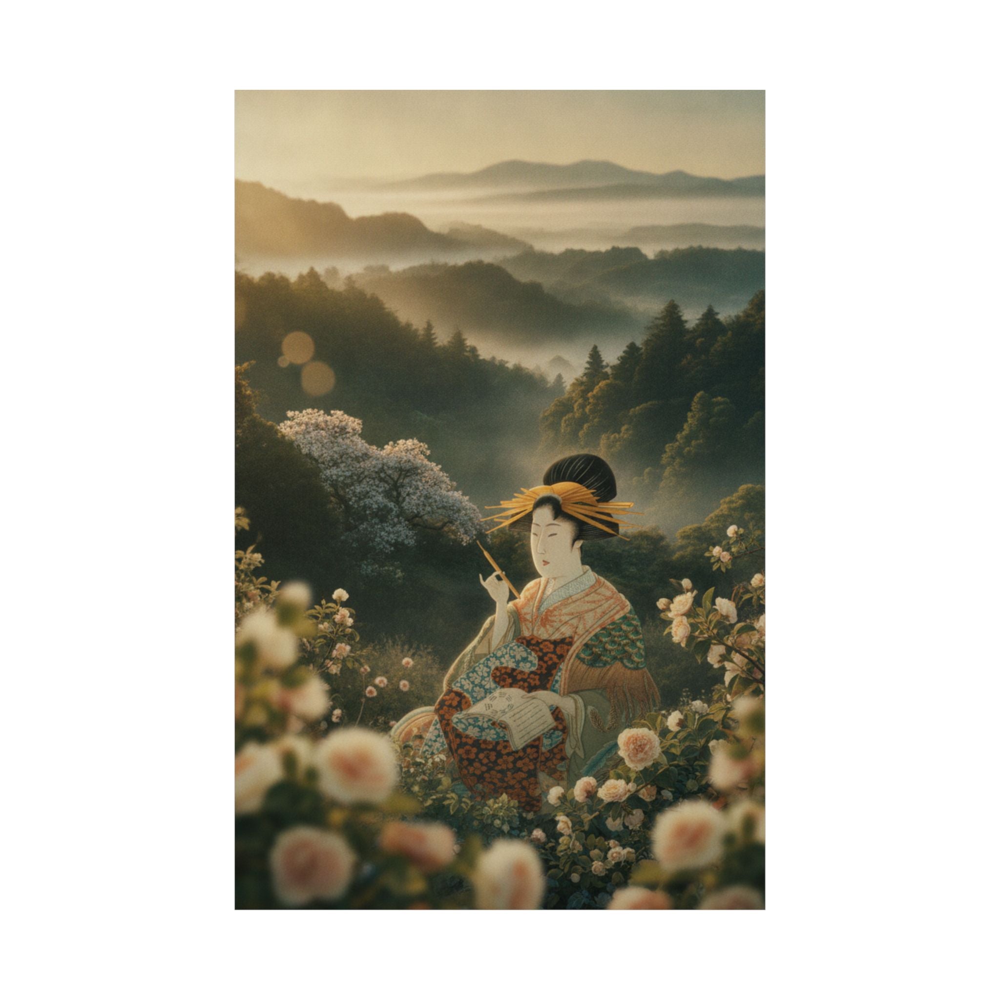 Scenic Nature — Courtesan With Book And Hair-Pin — Matte Poster