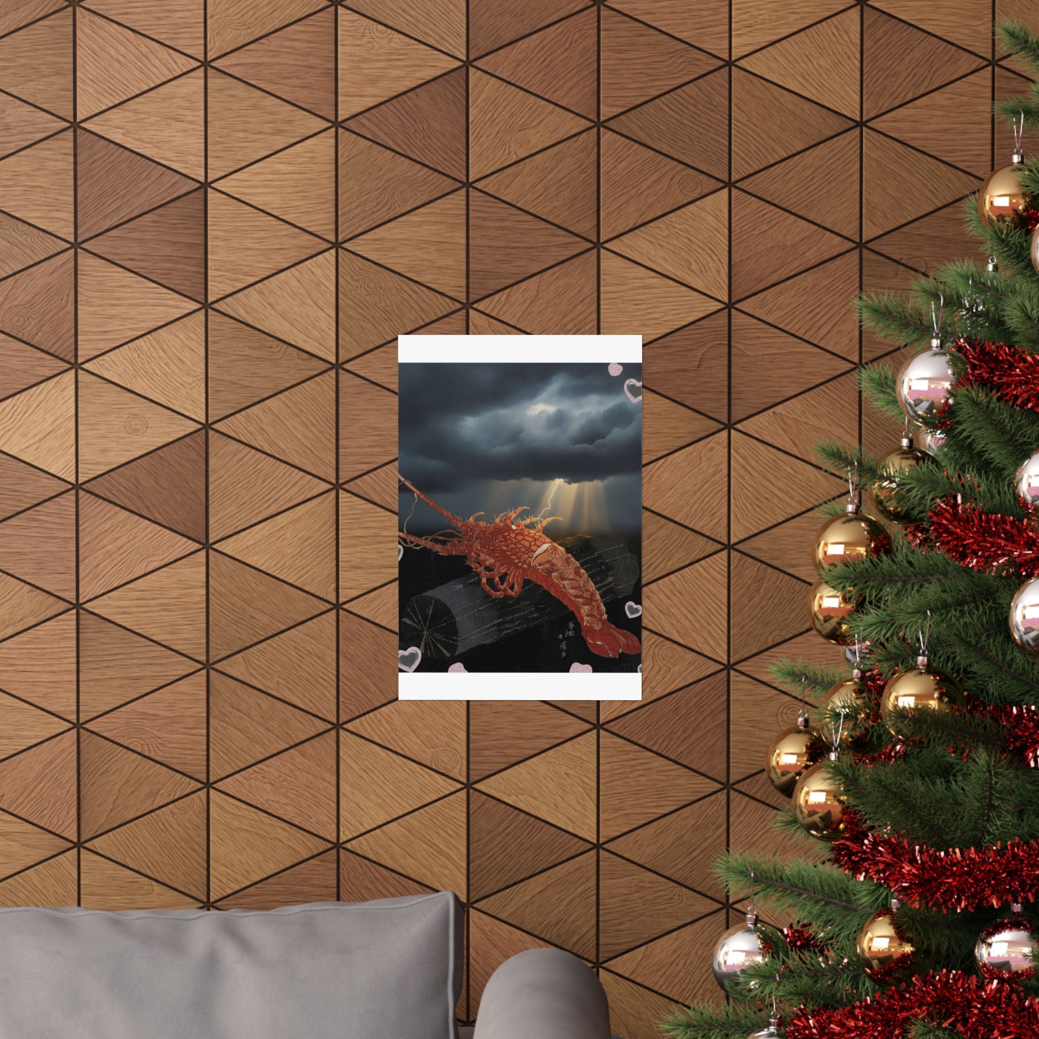 Dramatic Storm — Lobster On A Piece Of Charcoal — Matte Poster
