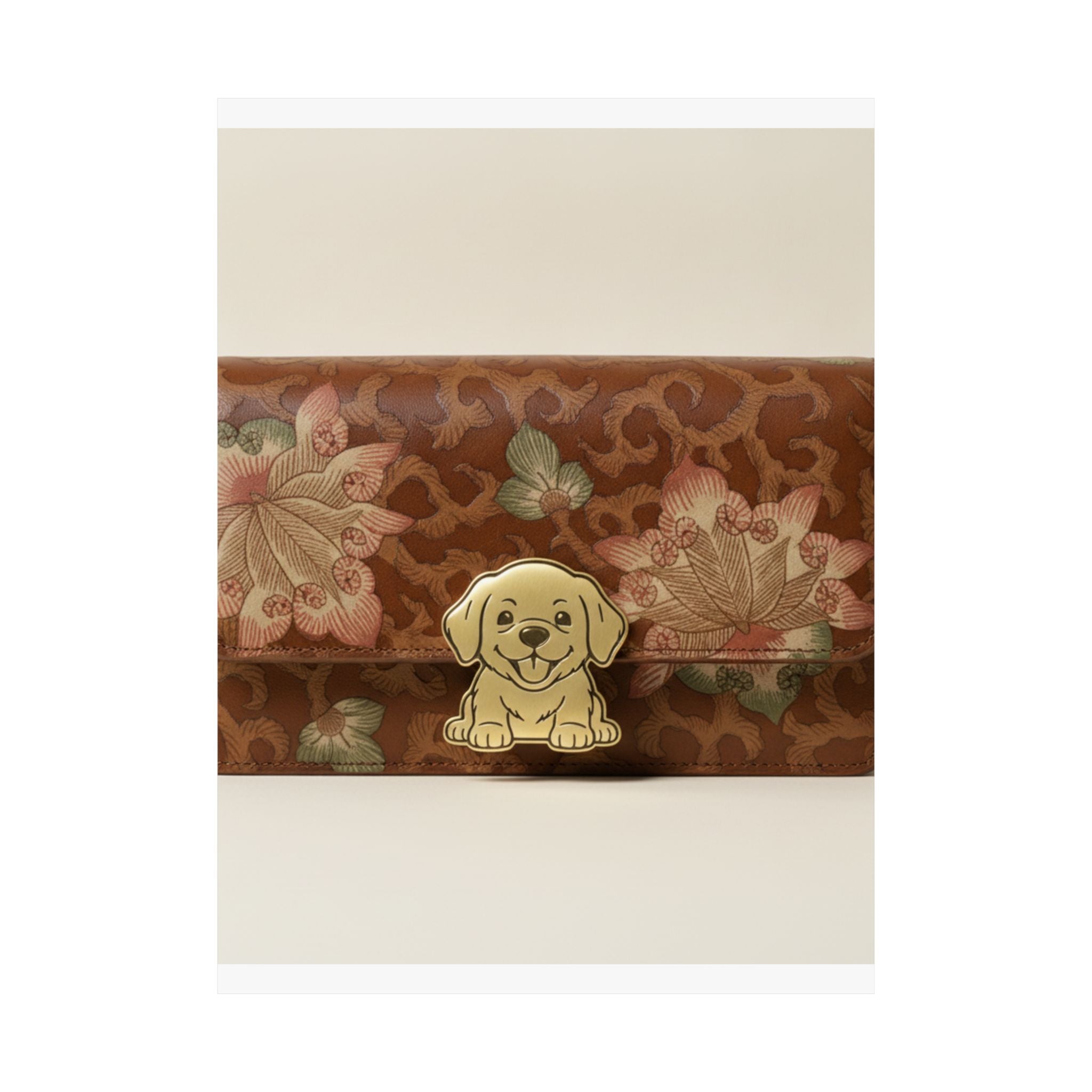 Product Marketing — Leather Purse With A Buckle In The Shape Of A Puppy — Matte Poster
