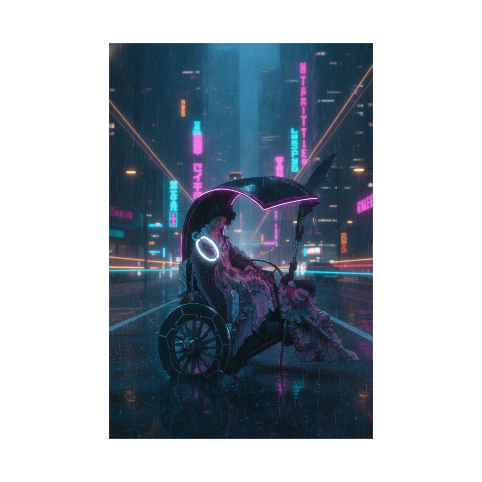 Neon Noir — Lady In A Chariot — Matte Poster