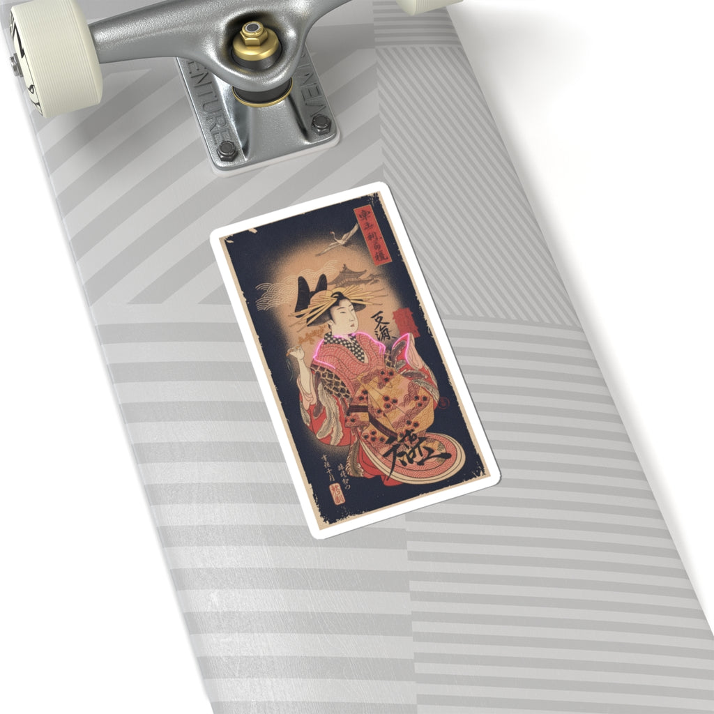 Japanese Street — Courtesan With Branch Of Seri — Kiss-Cut Sticker