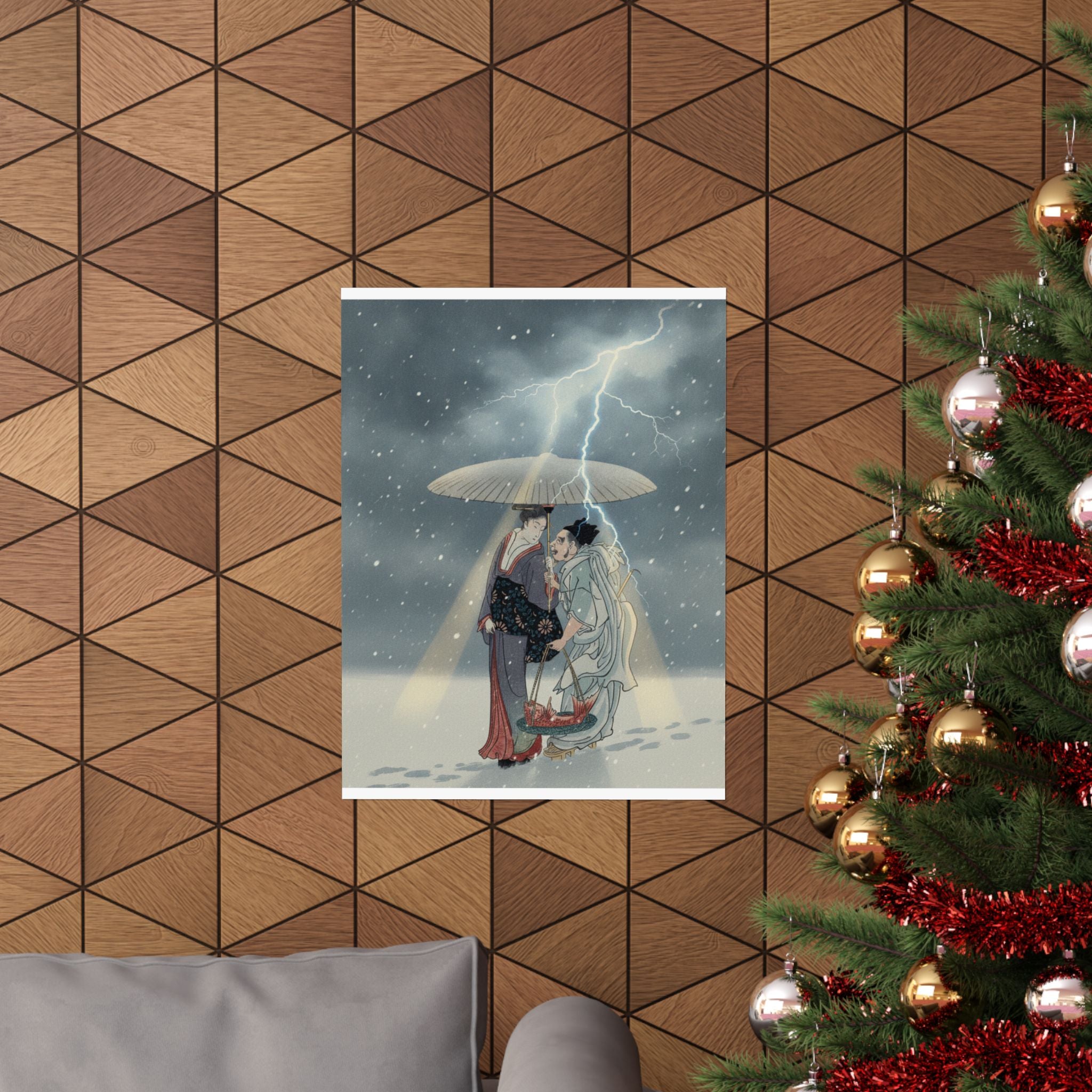Dramatic Storm — Ebisu And Benten Walking In The Snow — Matte Poster