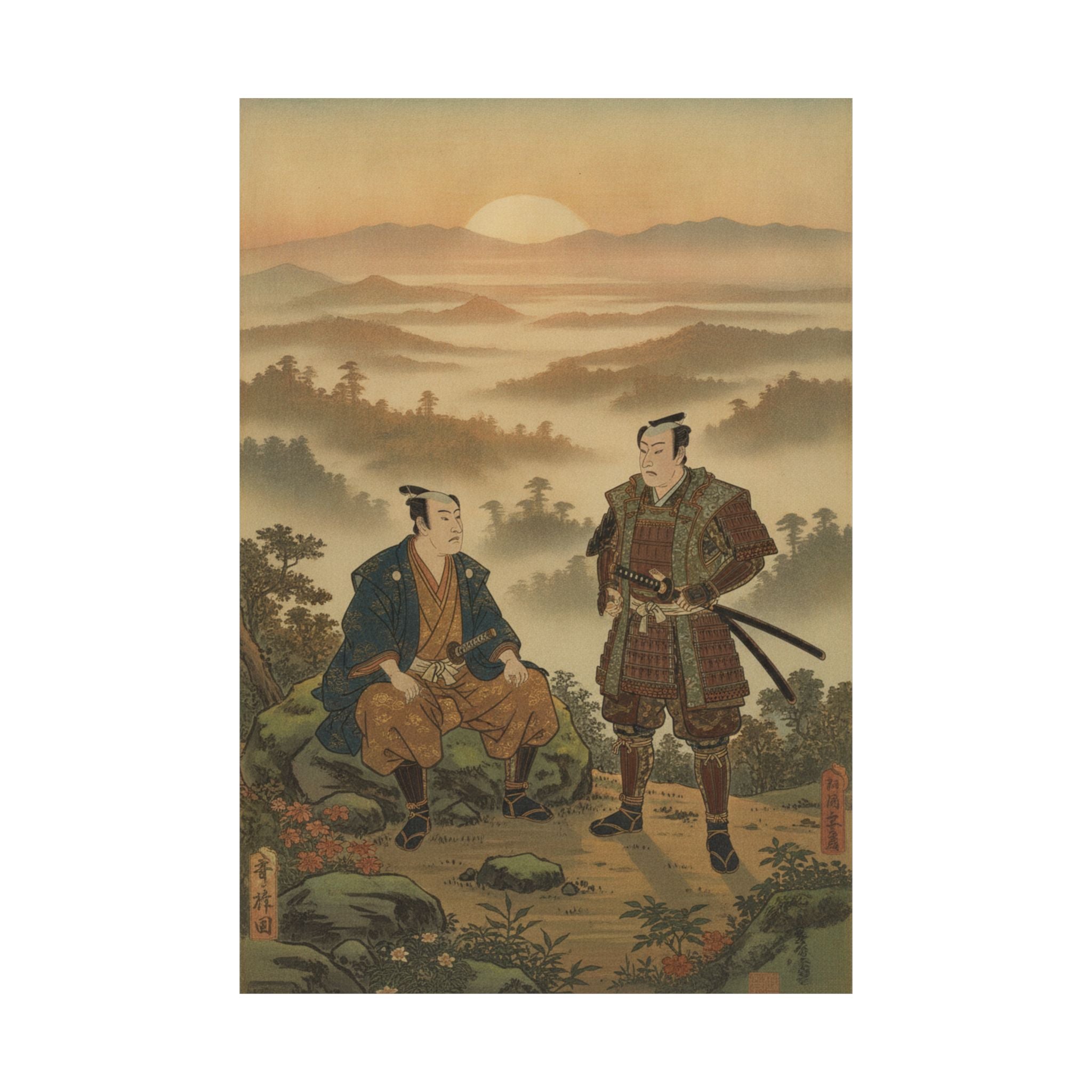Scenic Nature — A Daimyo Talking To One Of His Retainers — Matte Poster