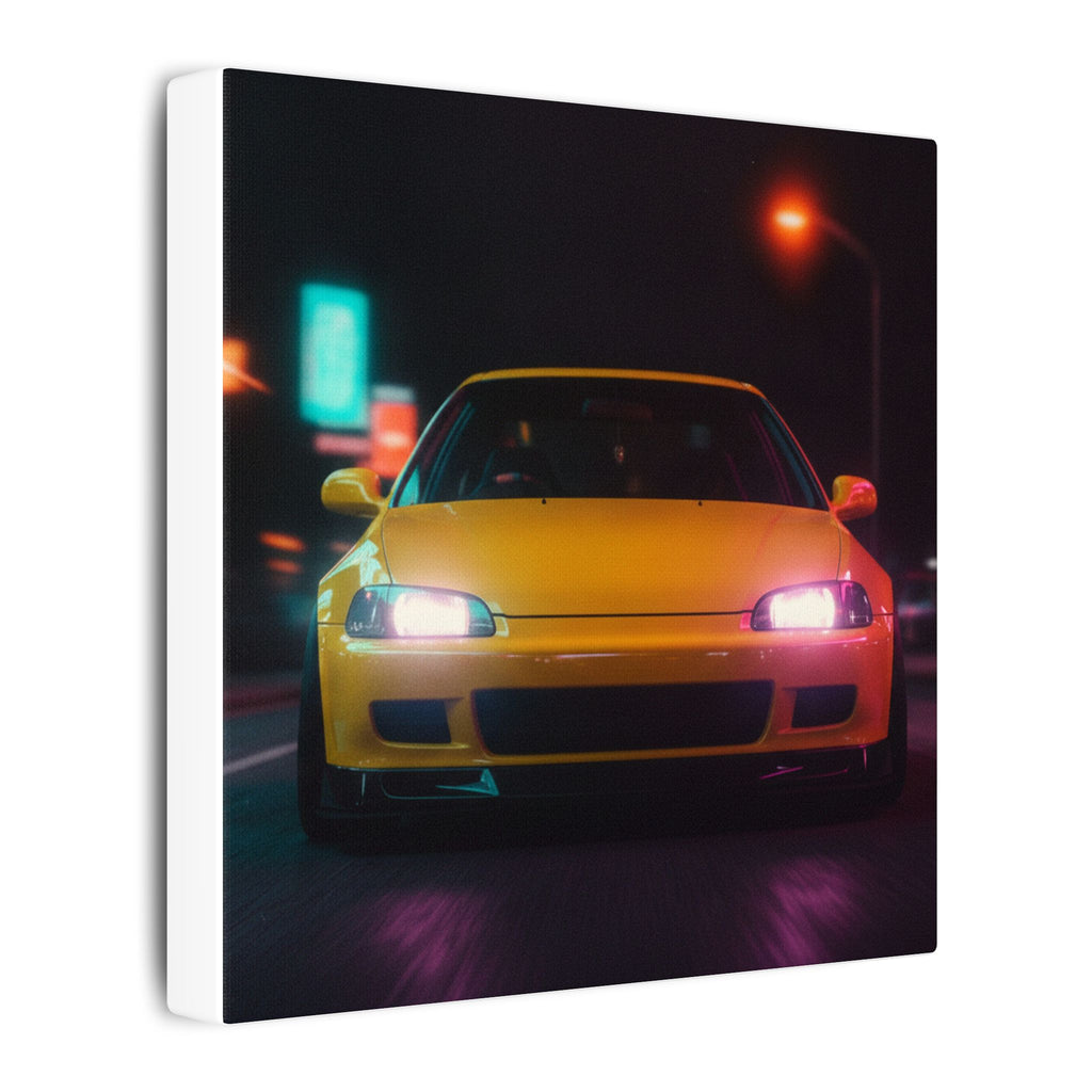 Neon Night JDM Yellow Coupe Street Matte Canvas