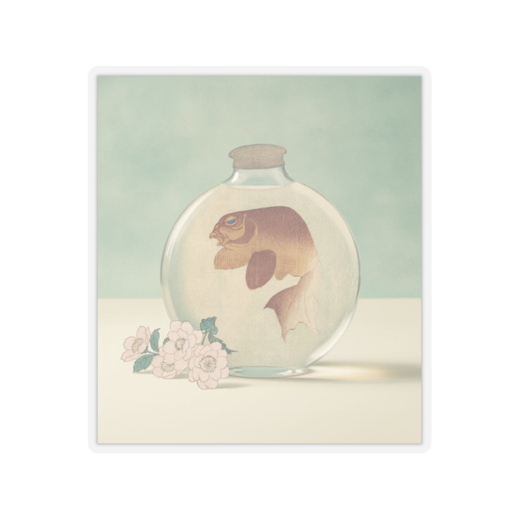 Product Marketing — Gold-Fish In A Glass Bottle — Kiss-Cut Sticker