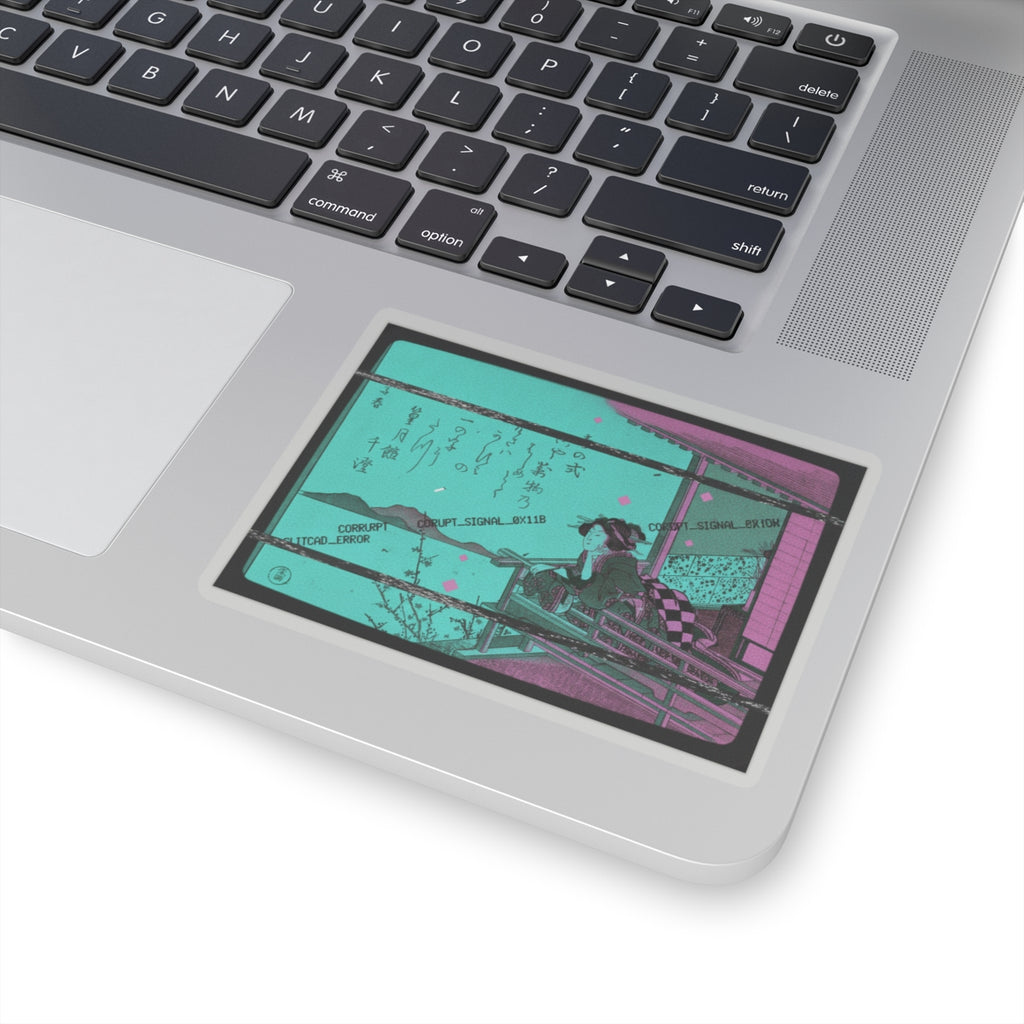 Glitch Culture — Courtesan Leaning On The Railing Of A Veranda — Kiss-Cut Sticker