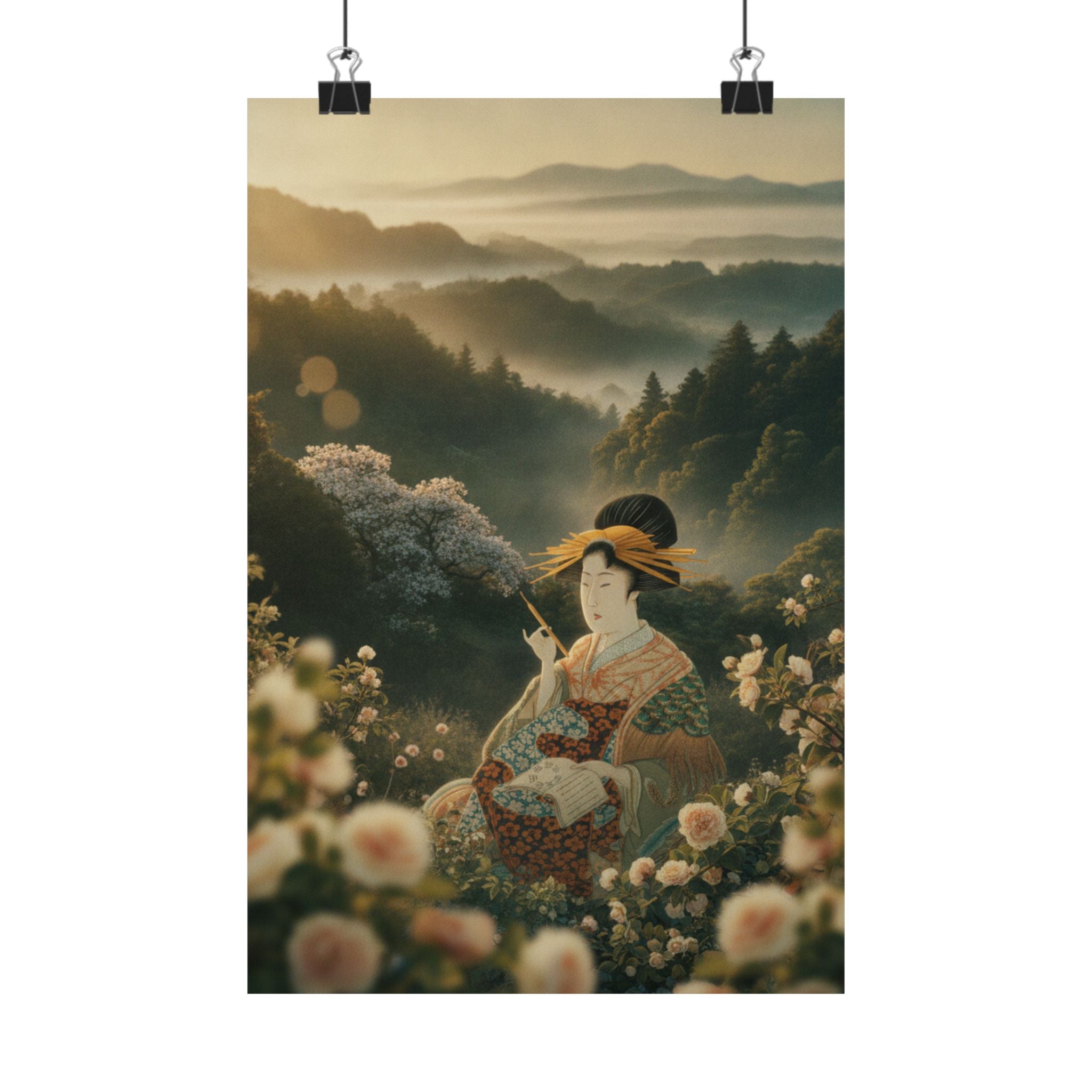 Scenic Nature — Courtesan With Book And Hair-Pin — Matte Poster