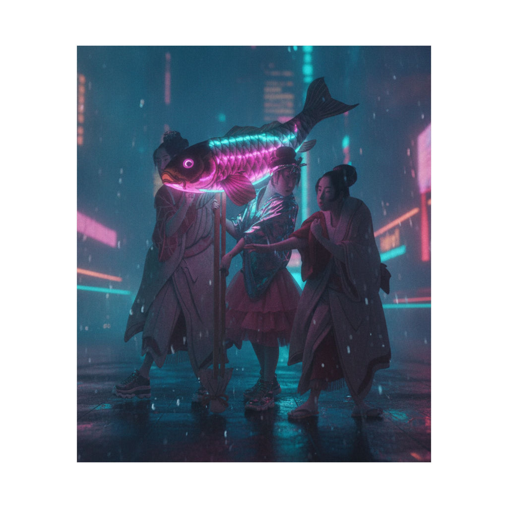Neon Noir — Lantern Float — Matte Poster