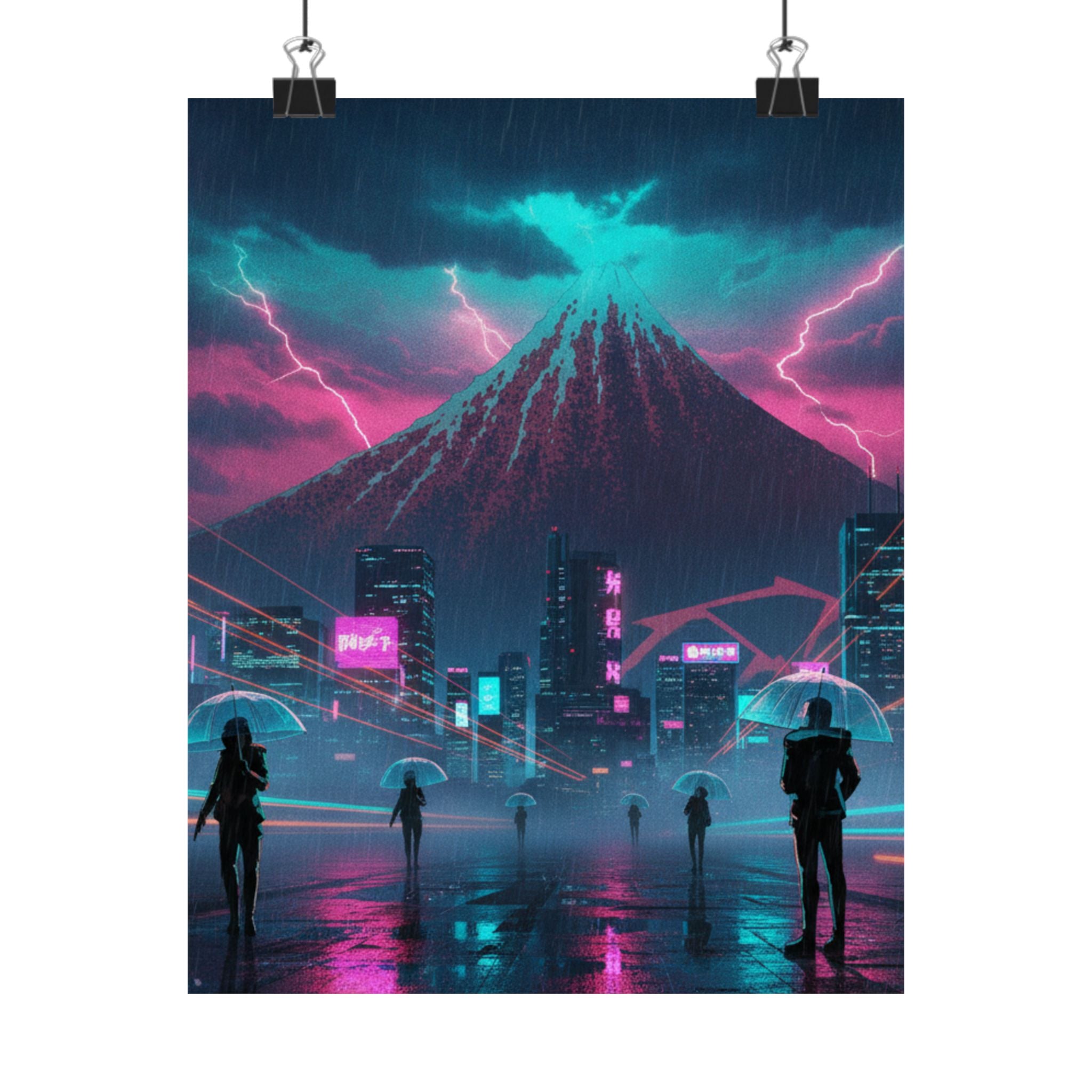 Neon Noir — Storm Below Mount Fuji (Sanka No Haku U), From The Series Thirty-Six Views Of Mo — Matte Poster