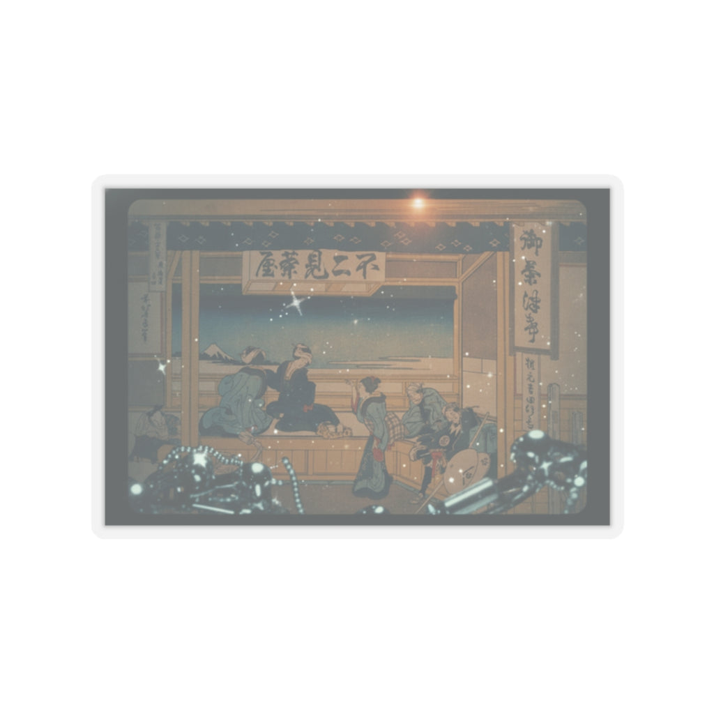 Cinematic — Yoshida On The Tōkaidō (Tōkaidō Yoshida), From The Series Thirty-Six Views Of Mo — Kiss-Cut Sticker