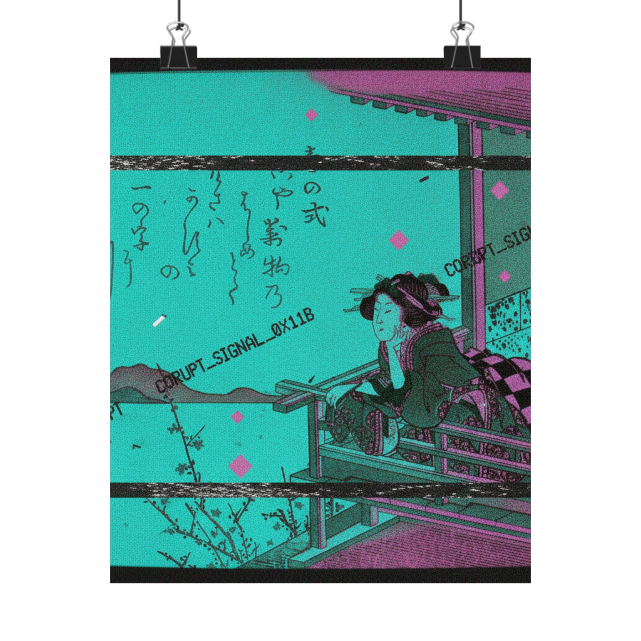 Glitch Culture — Courtesan Leaning On The Railing Of A Veranda — Matte Poster