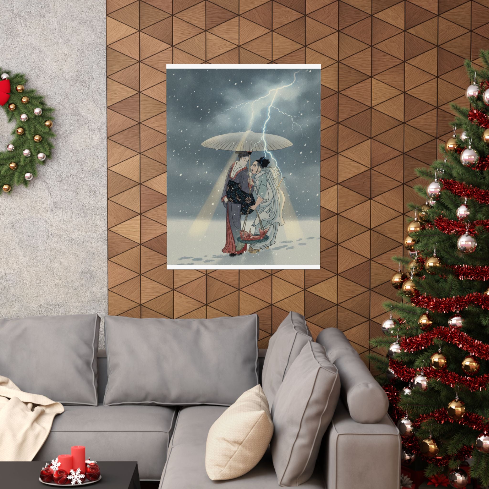 Dramatic Storm — Ebisu And Benten Walking In The Snow — Matte Poster