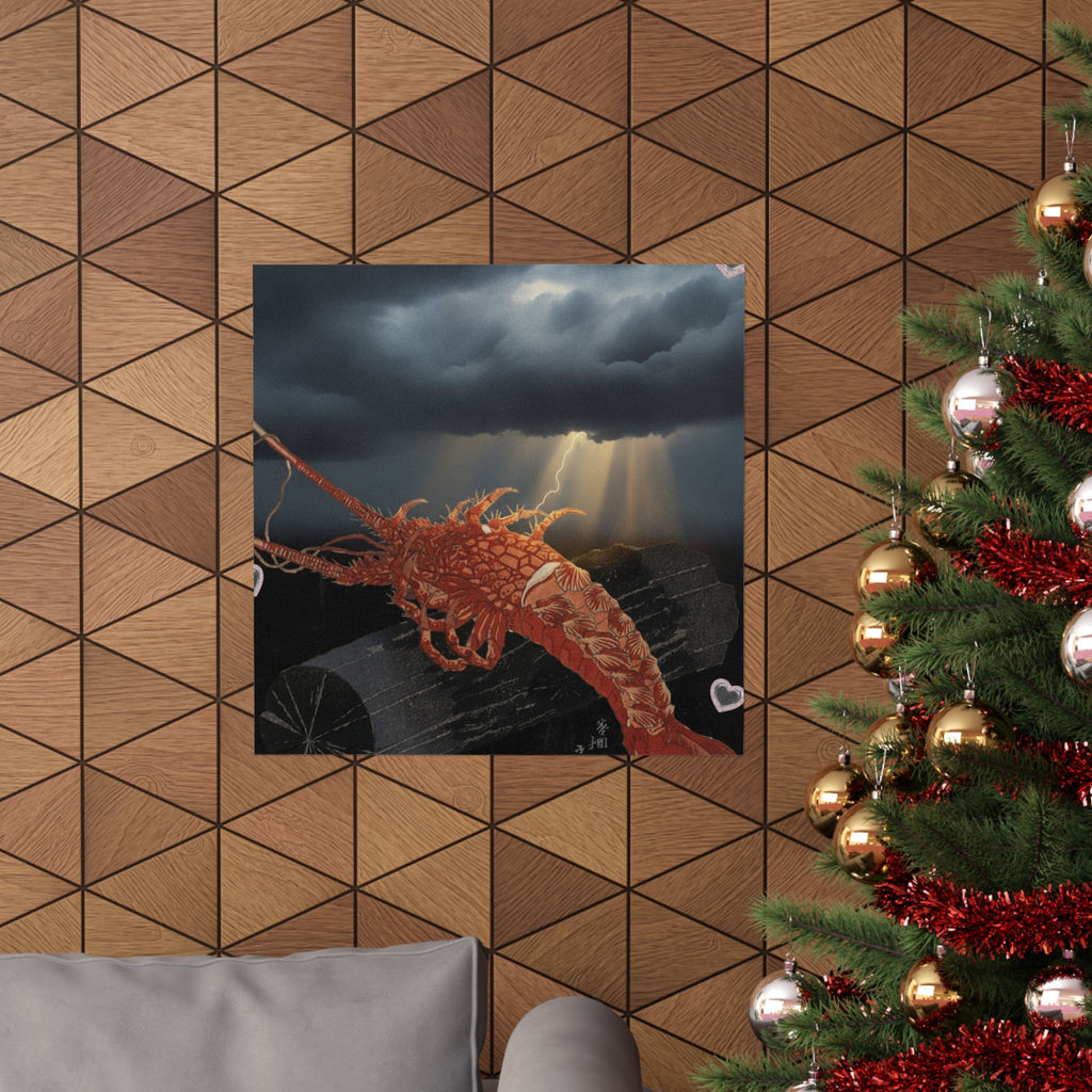 Dramatic Storm — Lobster On A Piece Of Charcoal — Matte Poster