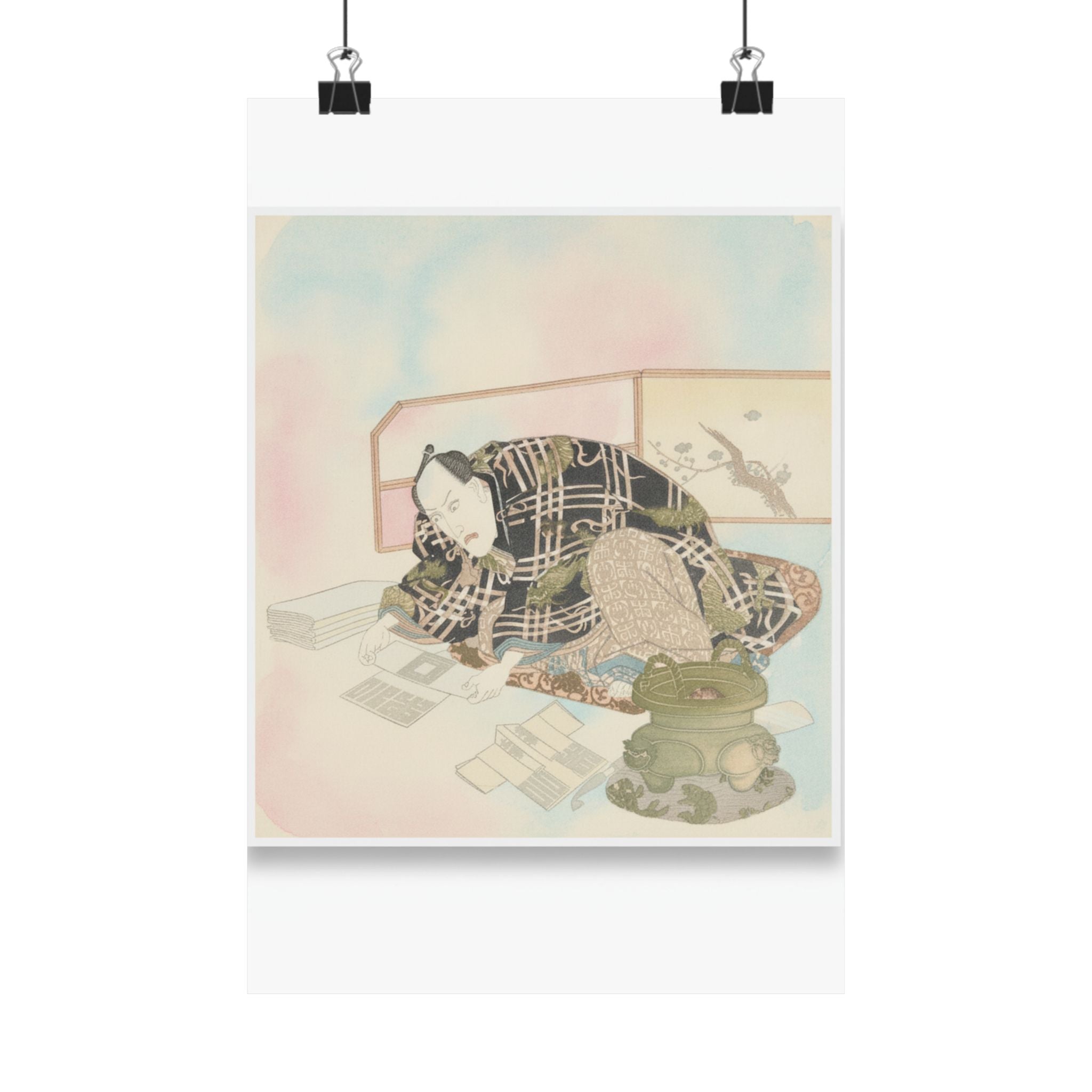 Watercolor — Ichikawa Danjūrō Vii Preparing New Year'S Gifts — Matte Poster