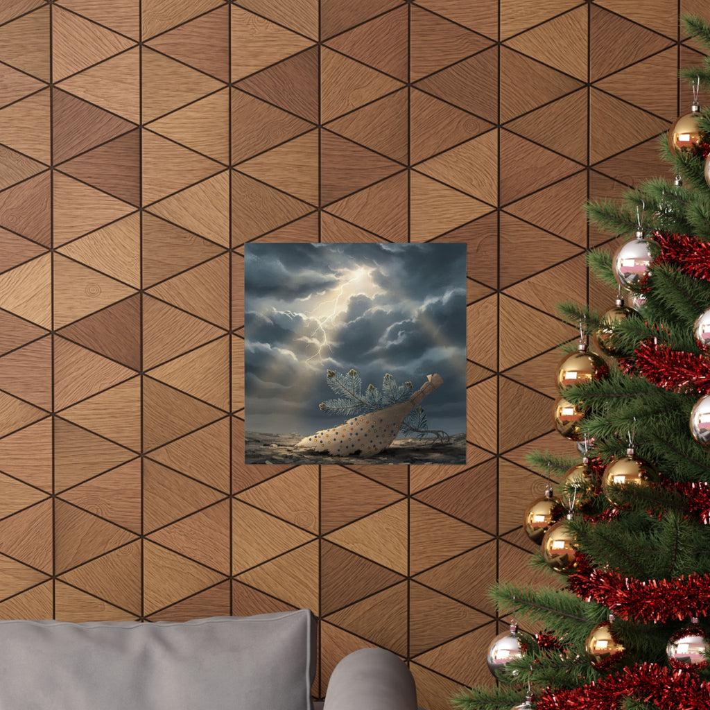Dramatic Storm — Young Pine Tree And Jeweled Broom — Matte Poster
