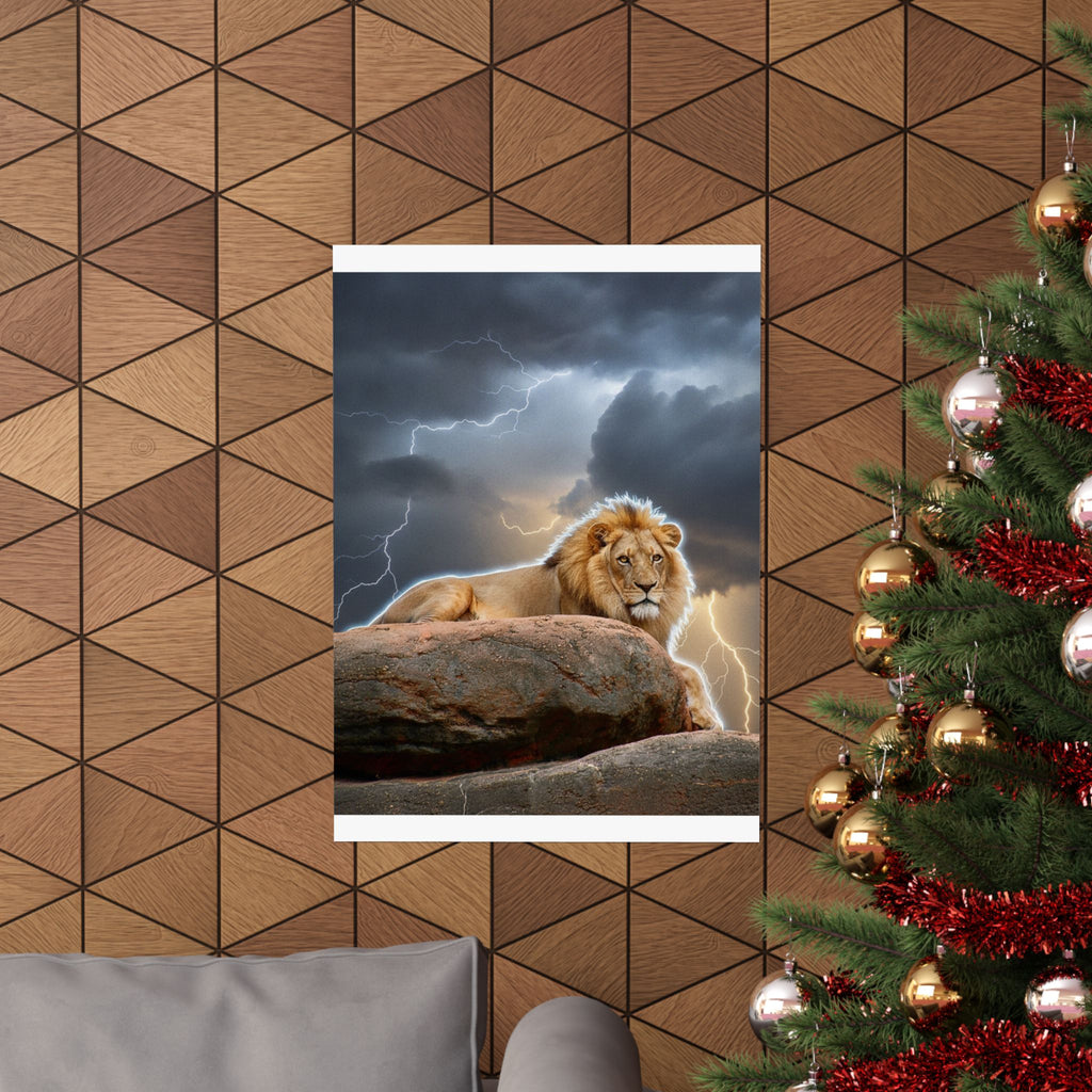Dramatic Storm — Lion — Matte Poster