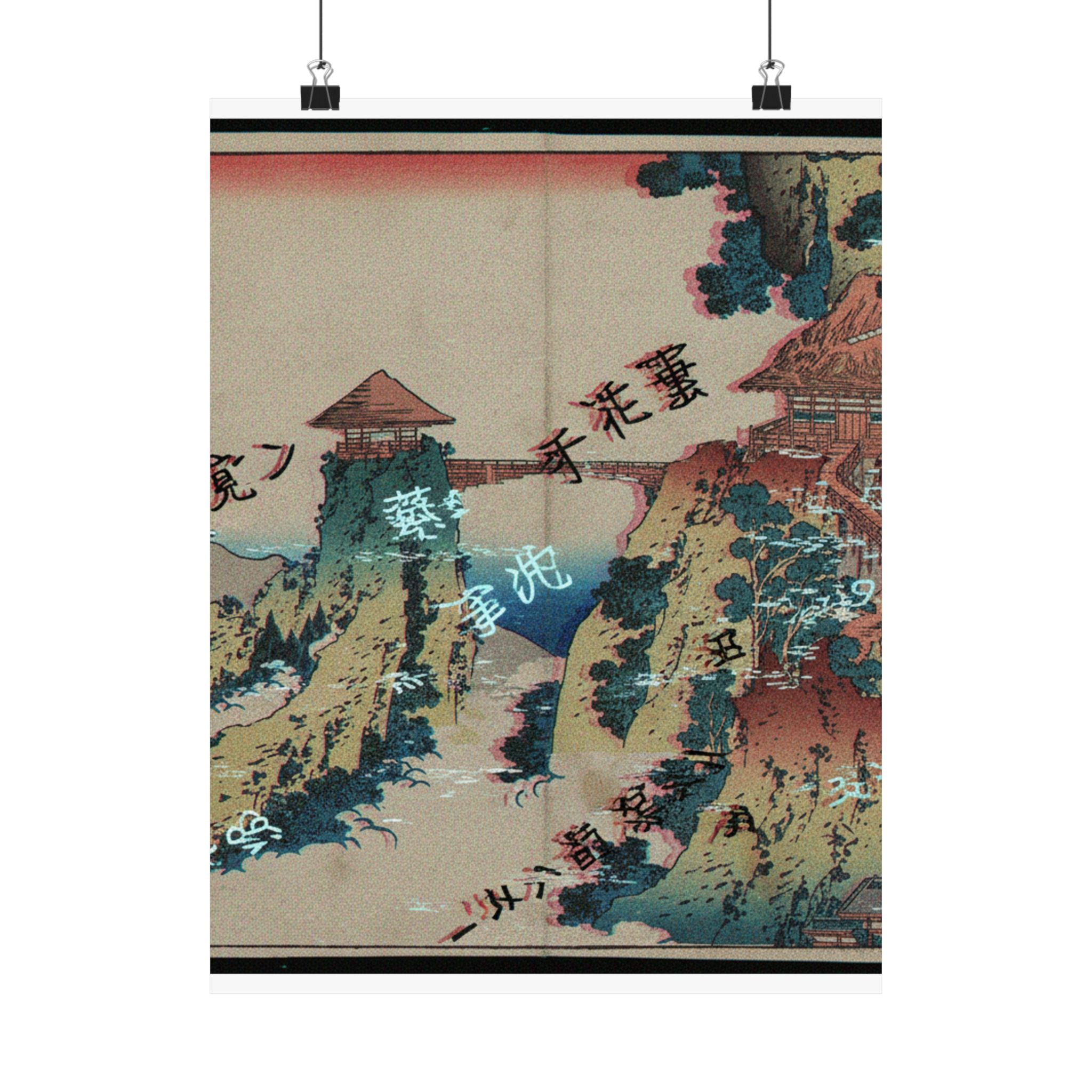 Glitch Culture — The Hanging-Cloud Bridge At Mount Gyōdō Near Ashikaga (Ashikaga Gyōdōzan Kumo No — Matte Poster
