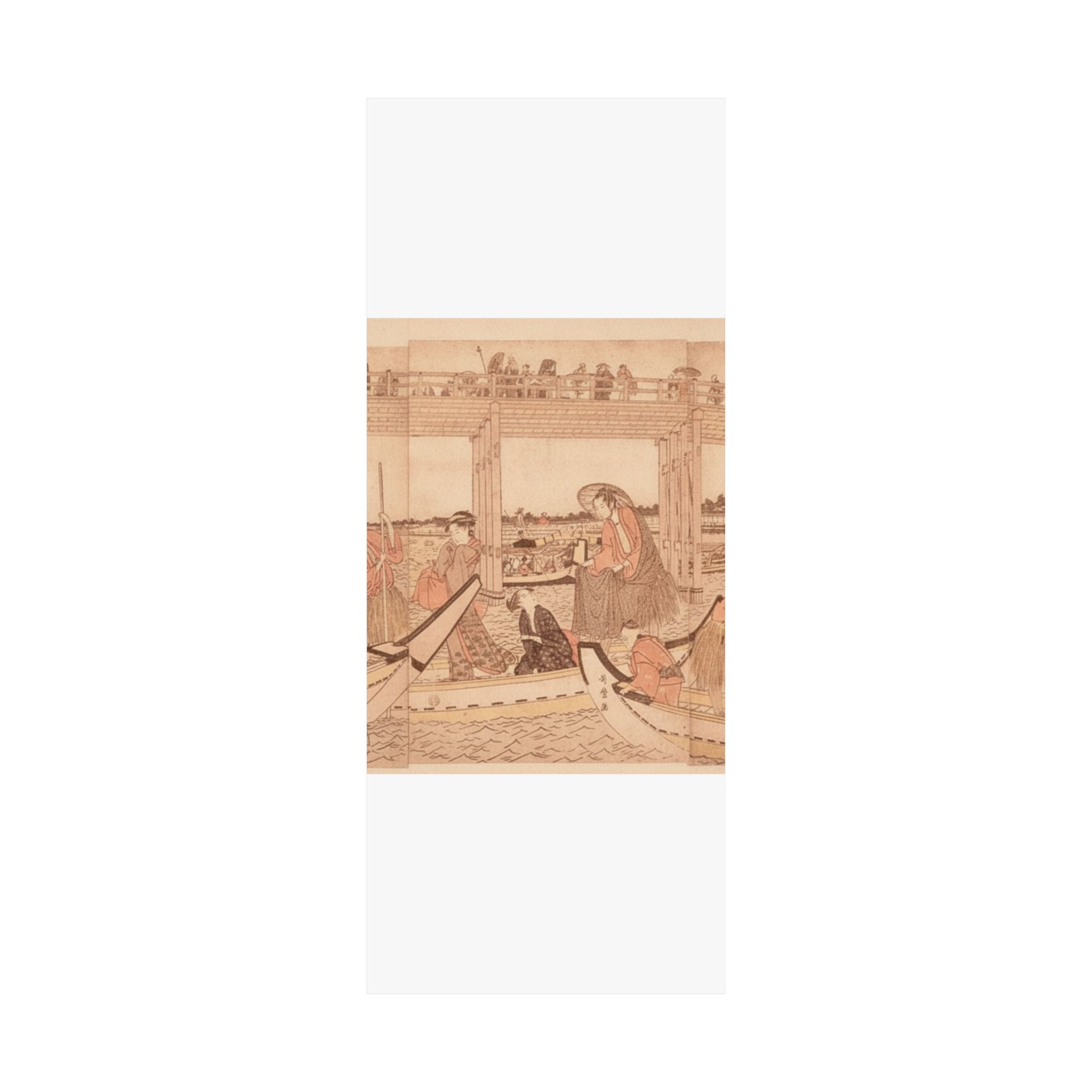 Southern Sunset — Fishing Boats With Nets Under Ryōgoku Bridge — Matte Poster