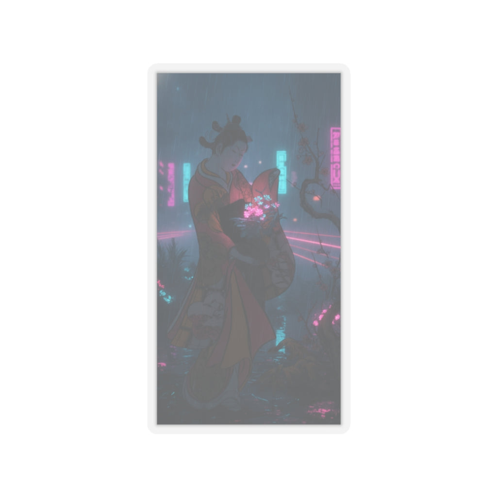 Neon Noir — A Young Lady In A Garden — Kiss-Cut Sticker