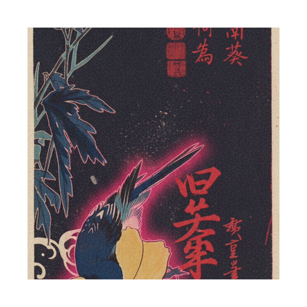 Japanese Street — Blue Bird — Matte Poster