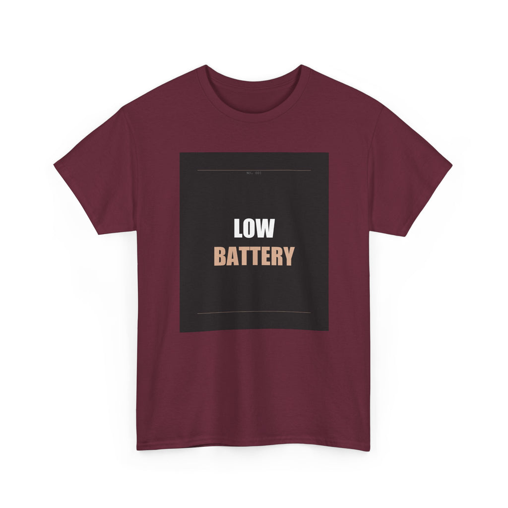 LOW BATTERY Charcoal Slogan Typography Graphic Tee