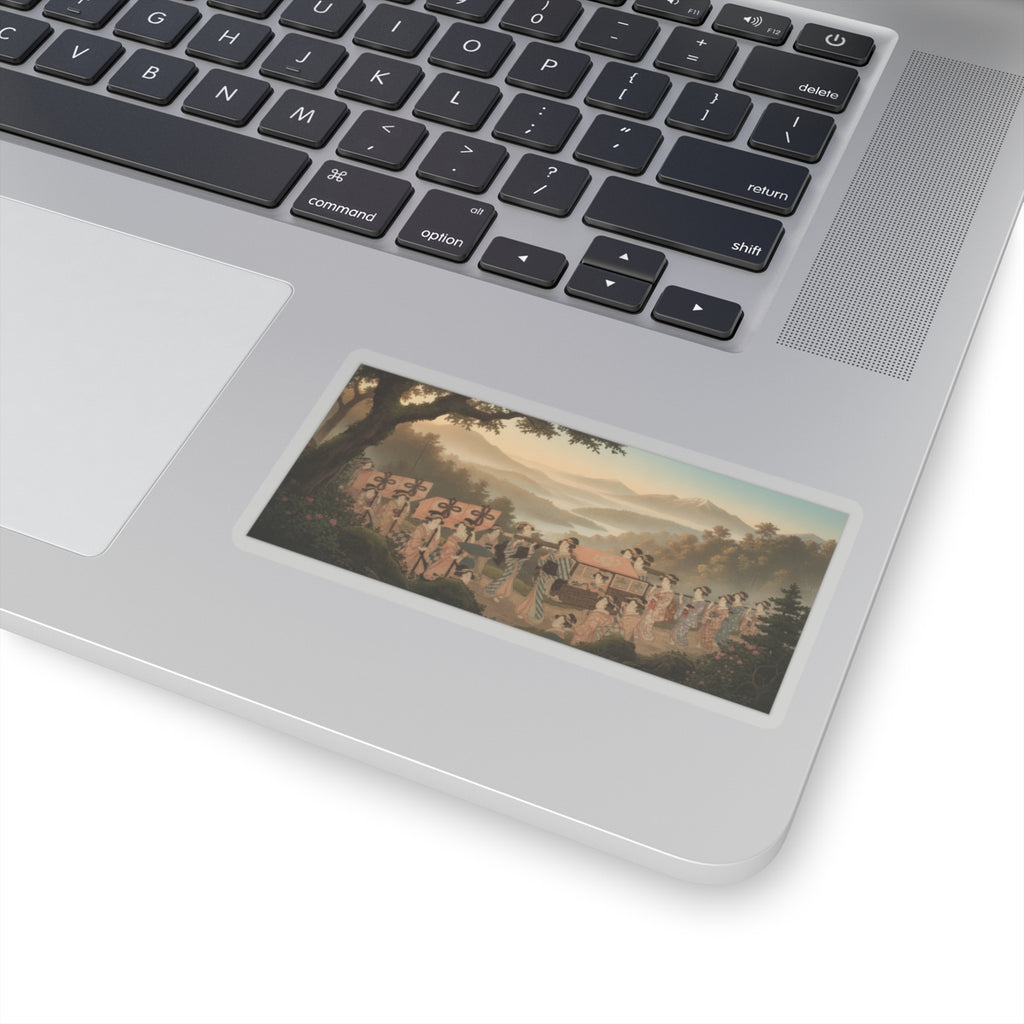 Scenic Nature — Promenade Of Famous Beauty Escorted By Many Female Attendants — Kiss-Cut Sticker