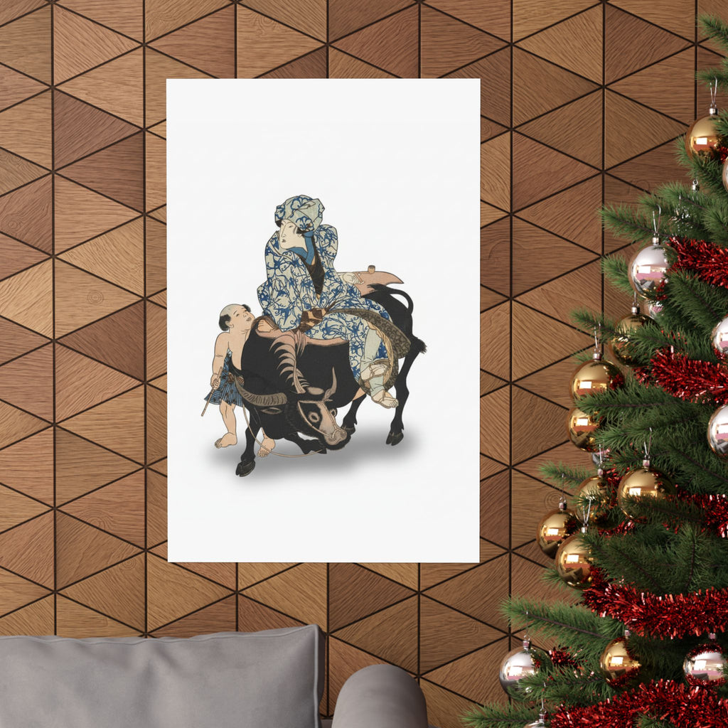 Ecommerce Main — Roshungi (Chinese, Lu Zhunyi) As A Woman With A Pipe Riding On A Buffalo — Matte Poster