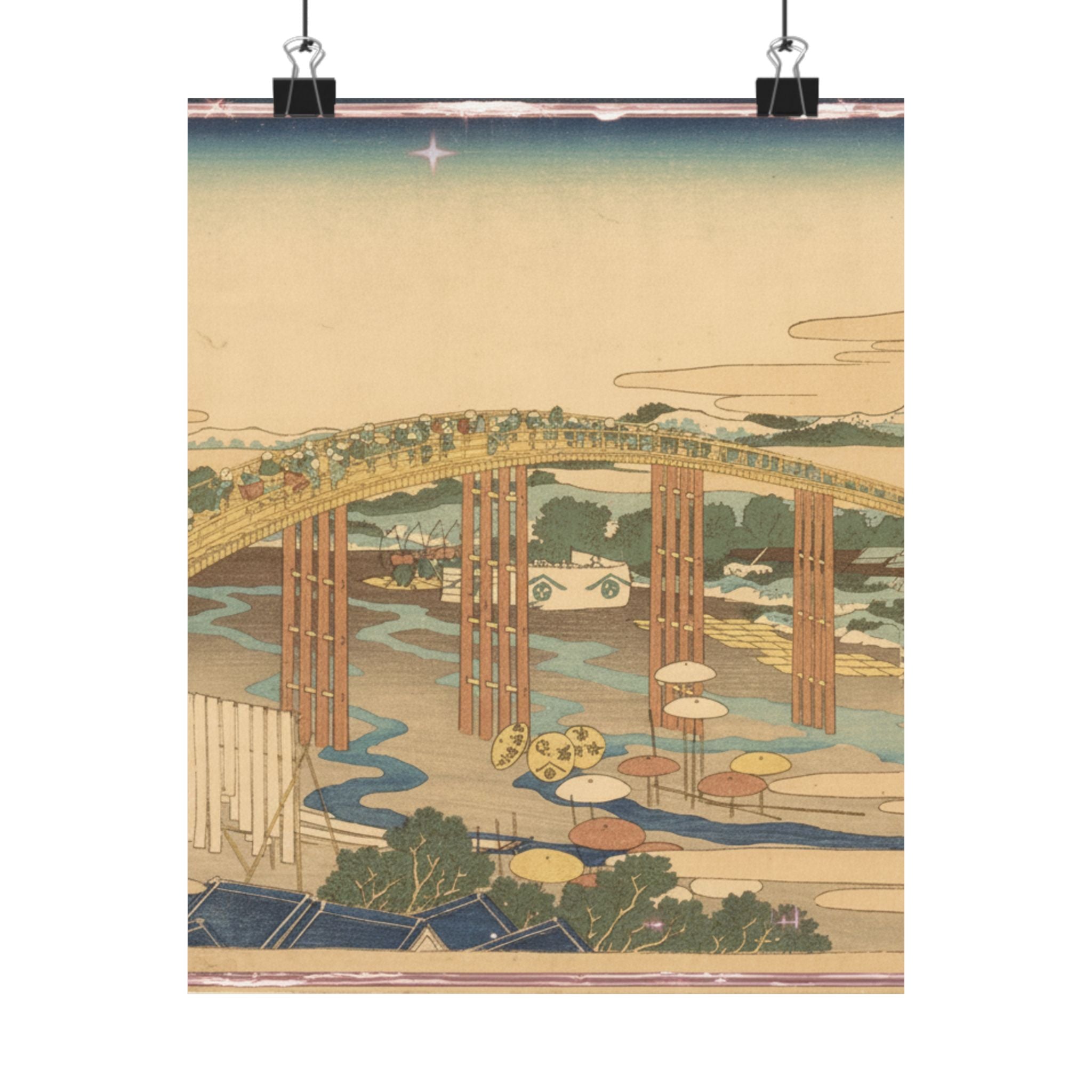 Scenic Nature — Yahagi Bridge At Okazaki On The Tōkaidō (Tōkaidō Okazaki Yahagi No Hashi), From  — Matte Poster