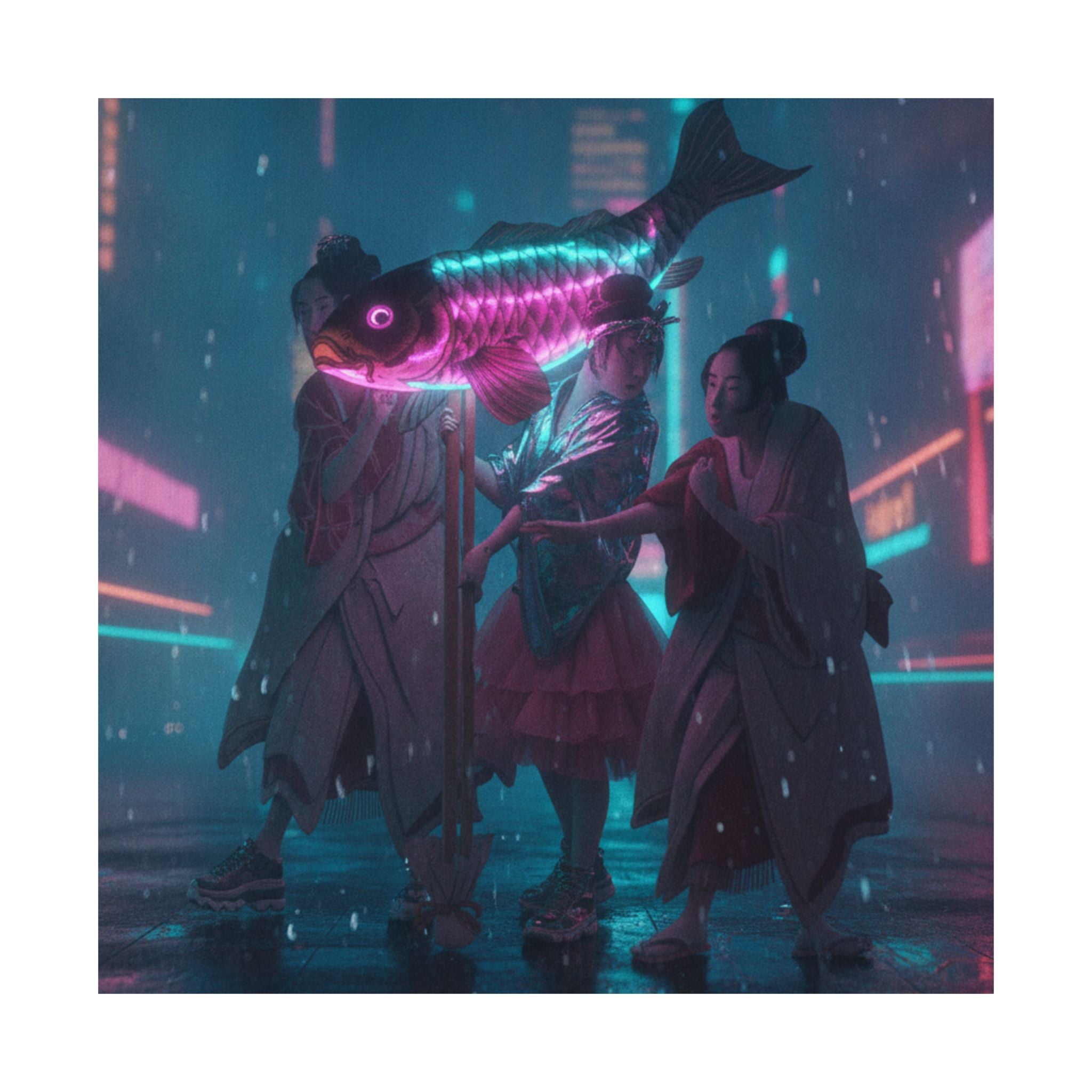 Neon Noir — Lantern Float — Matte Poster