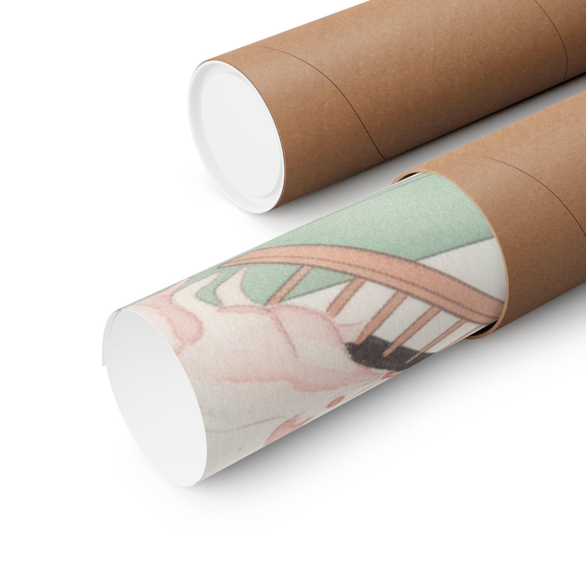 Watercolor — White Mice Playing — Matte Poster