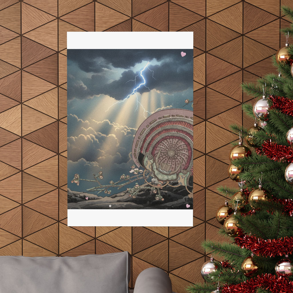 Dramatic Storm — Helmet And Plum Blossoms — Matte Poster