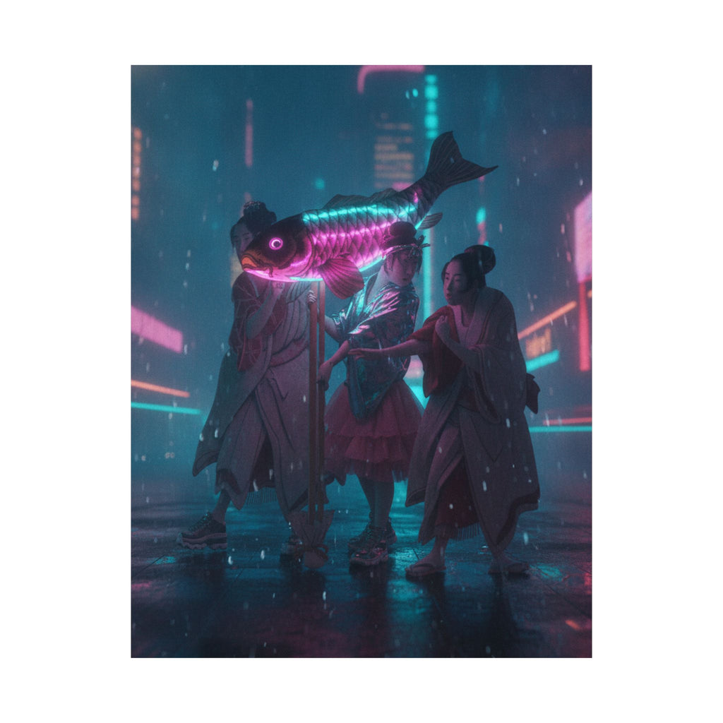 Neon Noir — Lantern Float — Matte Poster