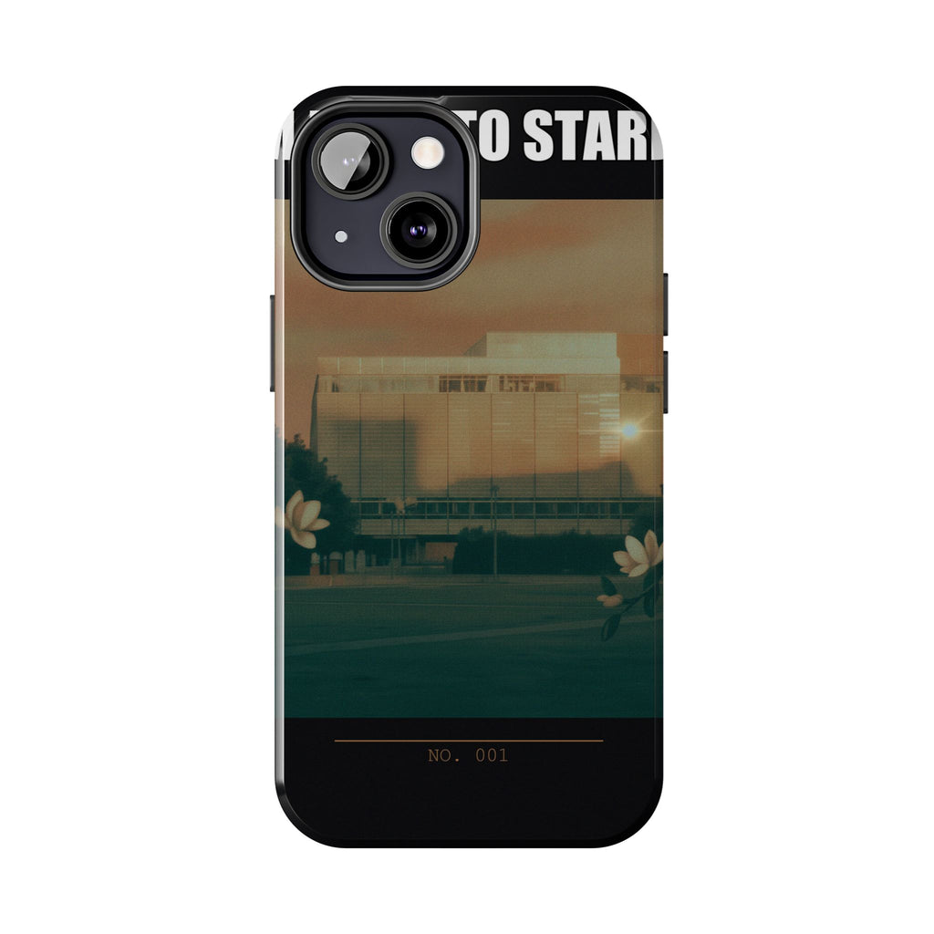 Dusk Brutalist Building and Daisies Photo Phone Case