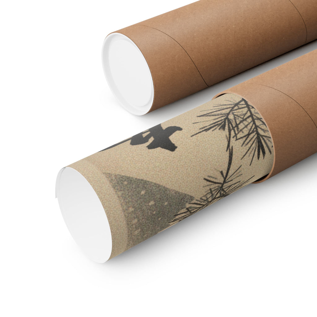 Japanese Street — Golden Pheasant And Pine Shoots In Snow — Matte Poster