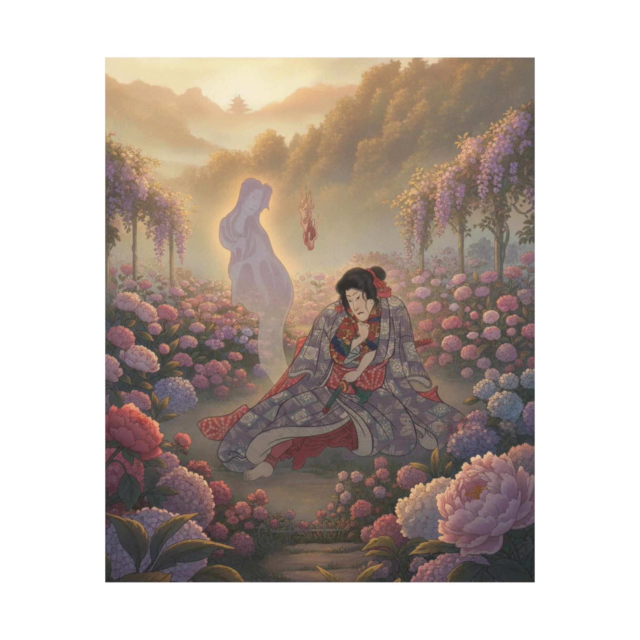 Scenic Nature — Toriyama Akinari Terutada With Ghost; (The Lavender Chapter) — Matte Poster