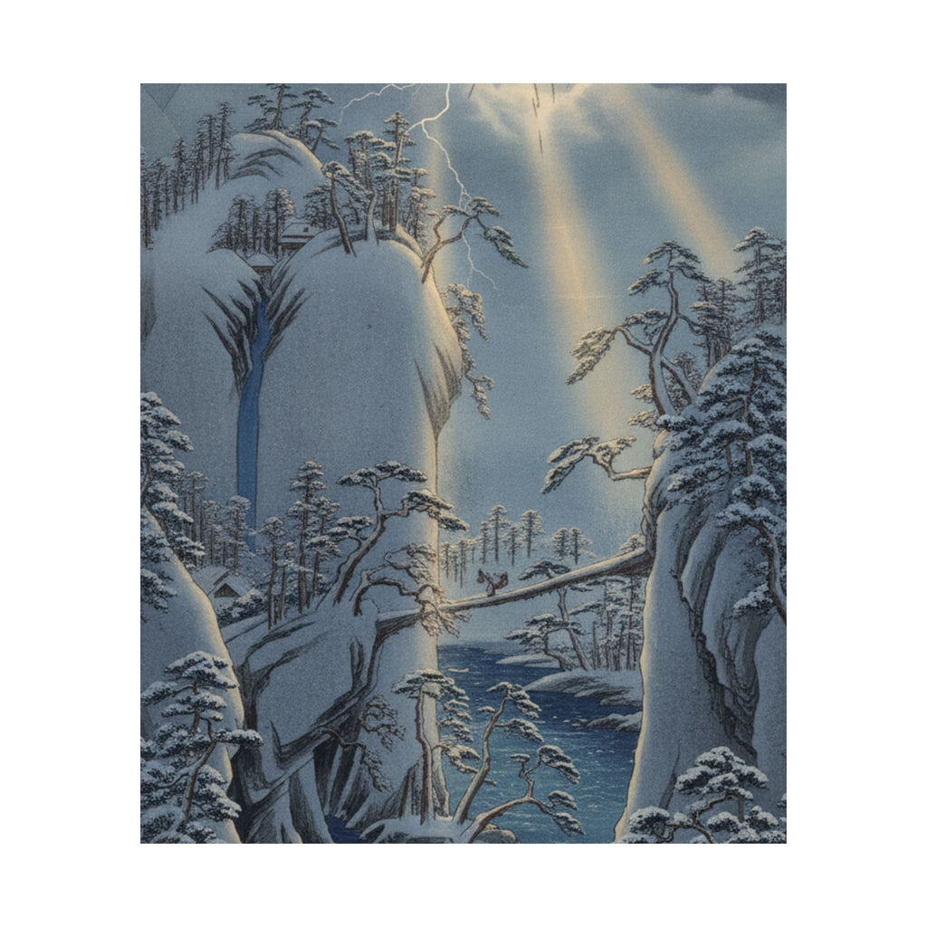 Dramatic Storm — River Gorge In Snow — Matte Poster