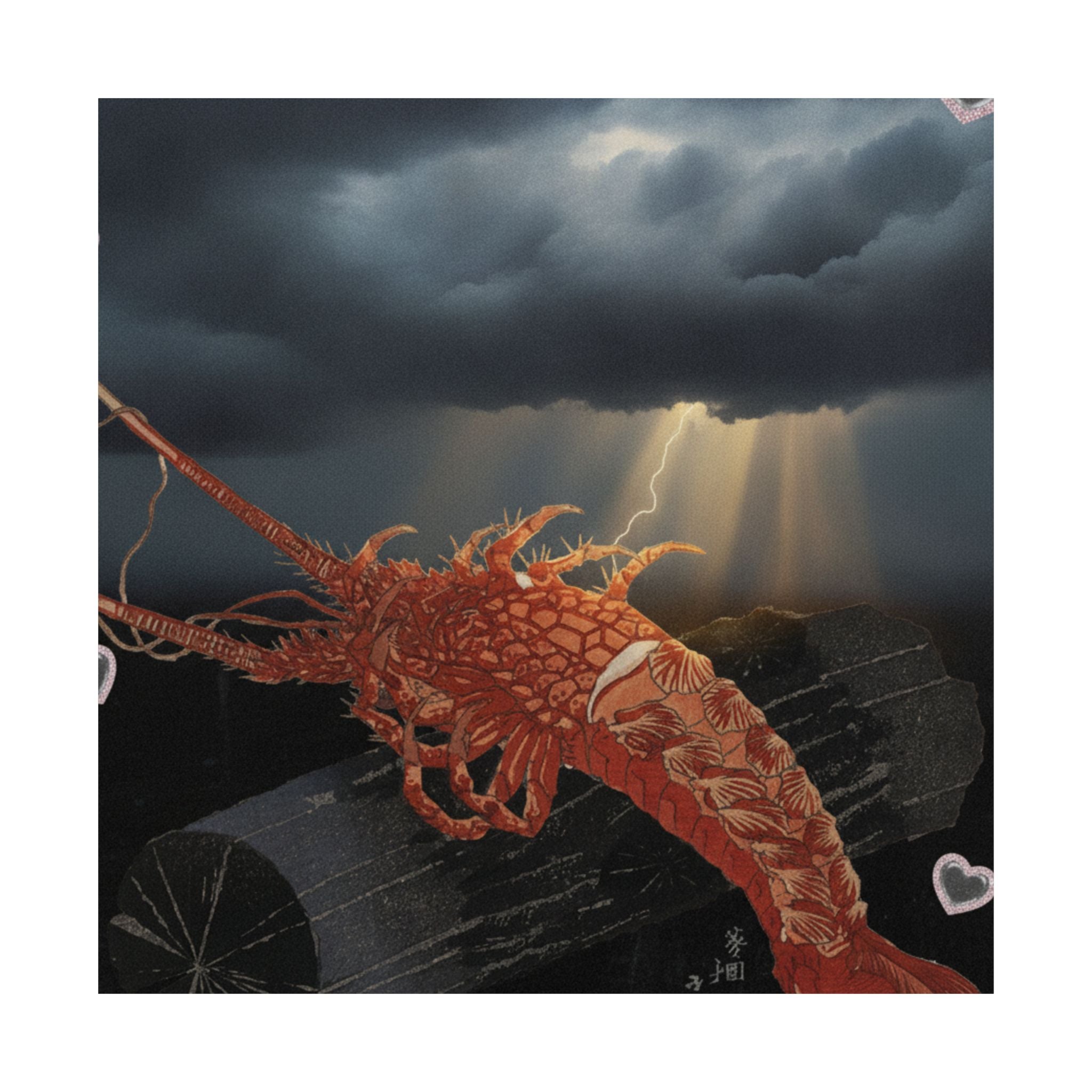 Dramatic Storm — Lobster On A Piece Of Charcoal — Matte Poster