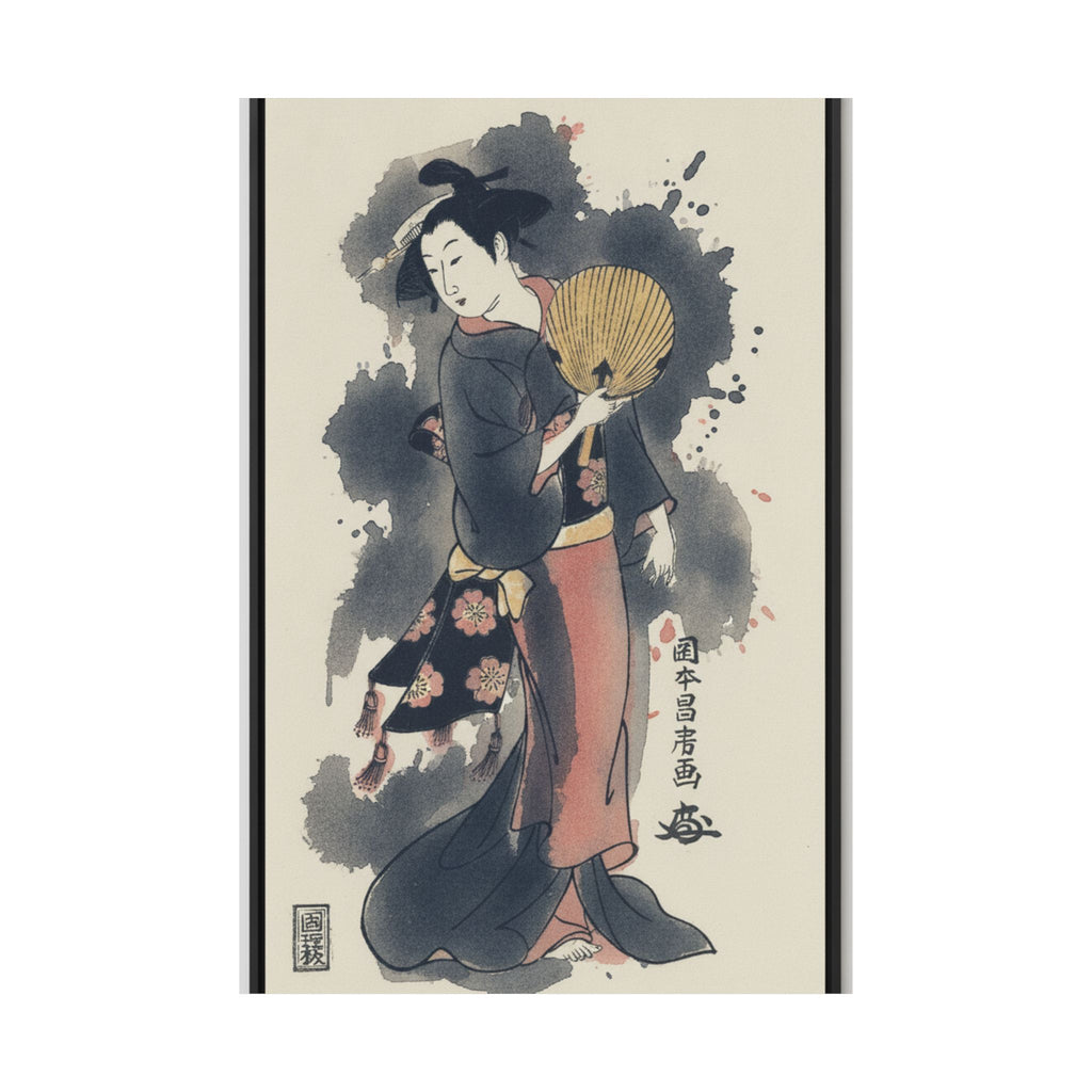 Watercolor — Girl With Fan — Matte Poster