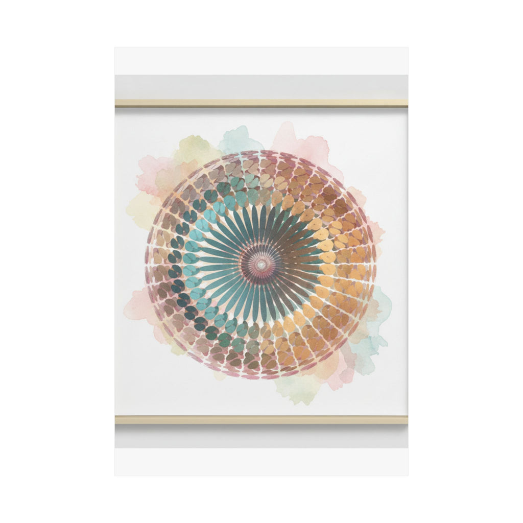 Terracotta and Teal Watercolour Spiral Mandala Poster