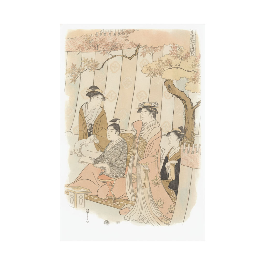 Watercolor — Prince Genji And Three Young Women — Matte Poster