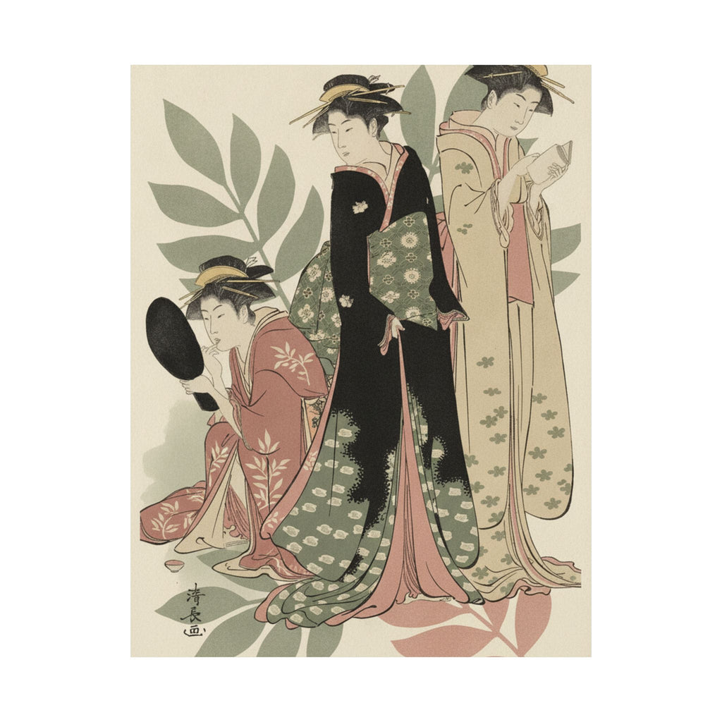 Botanical — Three Geishas Of Tachibana Street In Their Room — Matte Poster