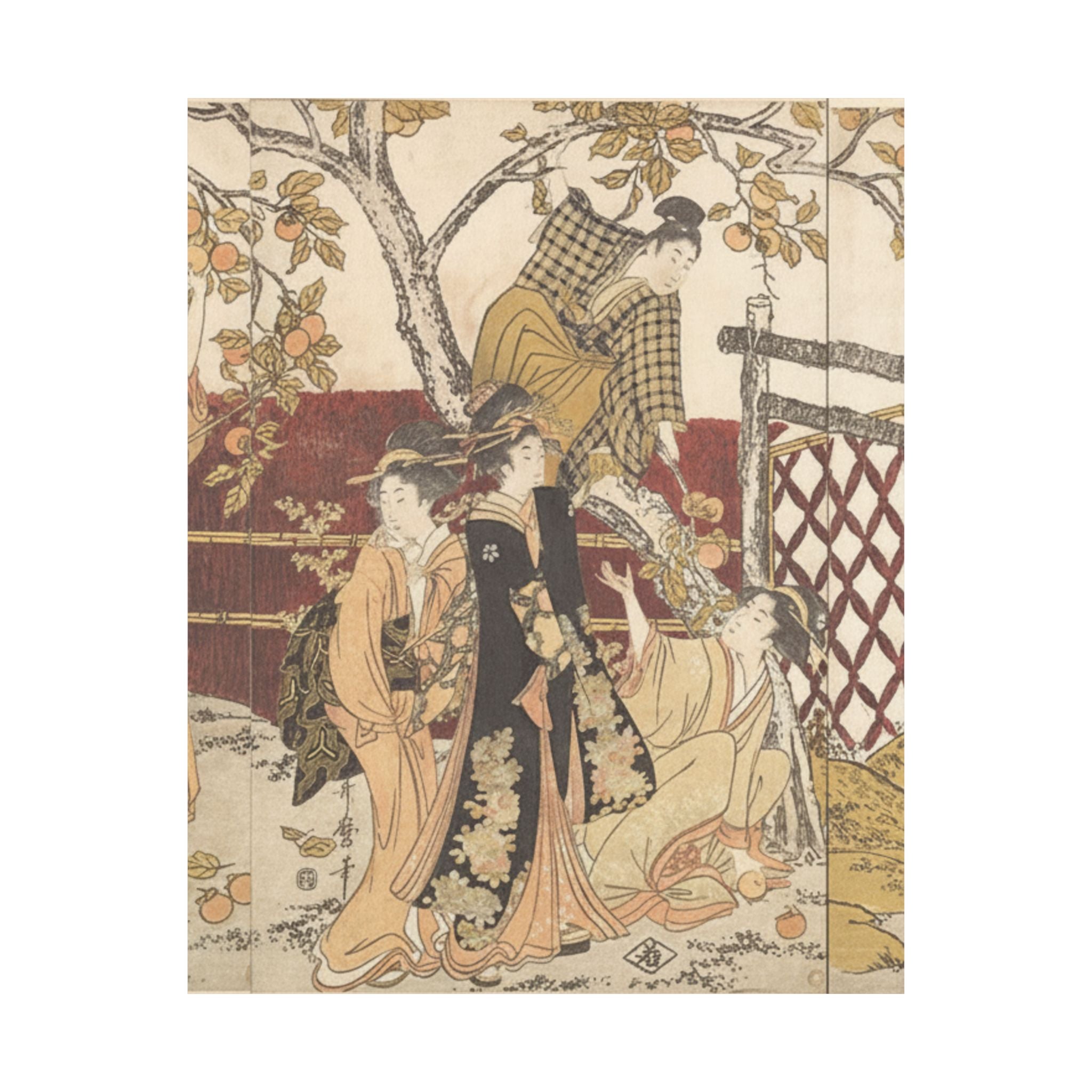 Botanical — Picking Persimmons (Kaki-Mogi) — Matte Poster