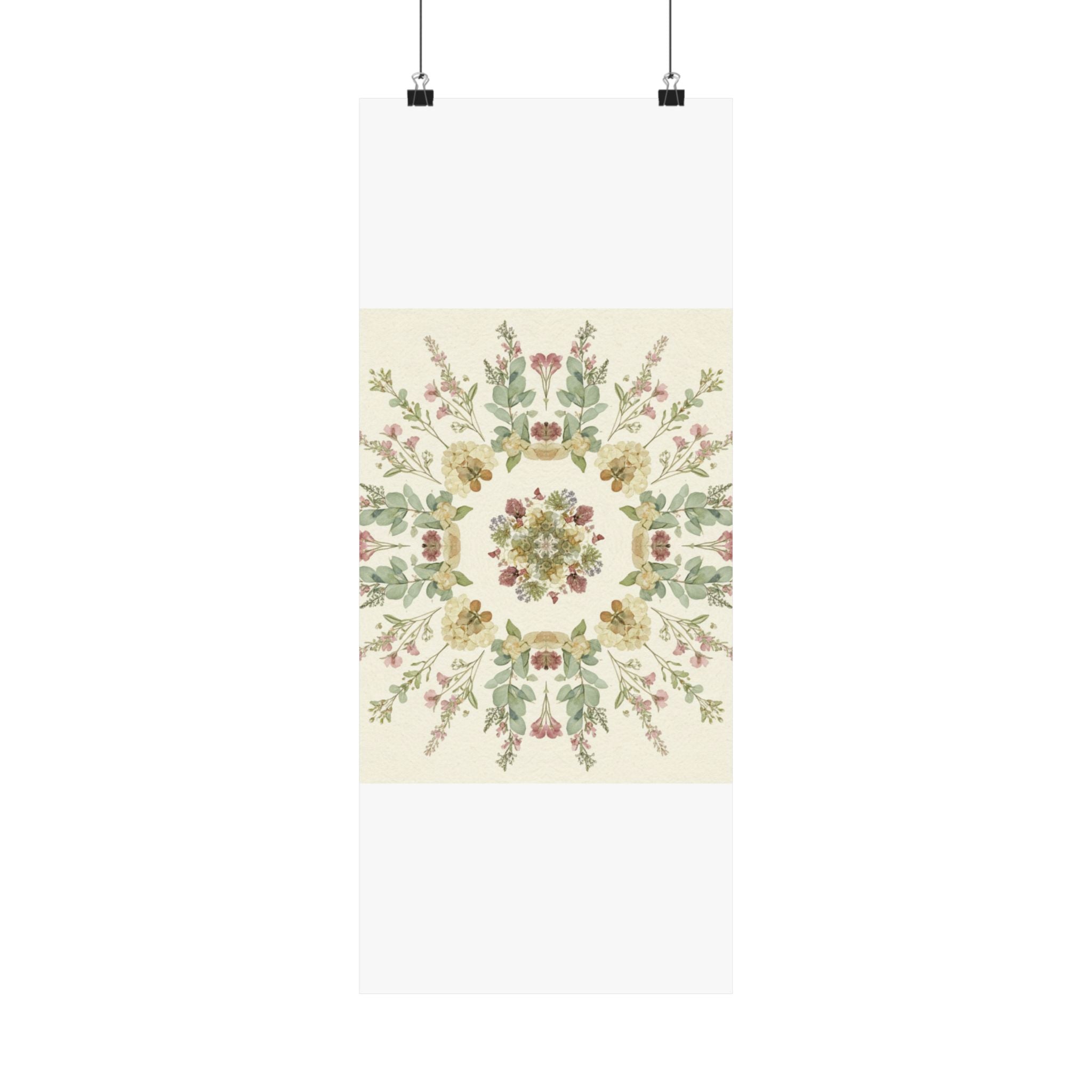 Pressed Wildflower Symmetry Cottagecore Botanical Poster