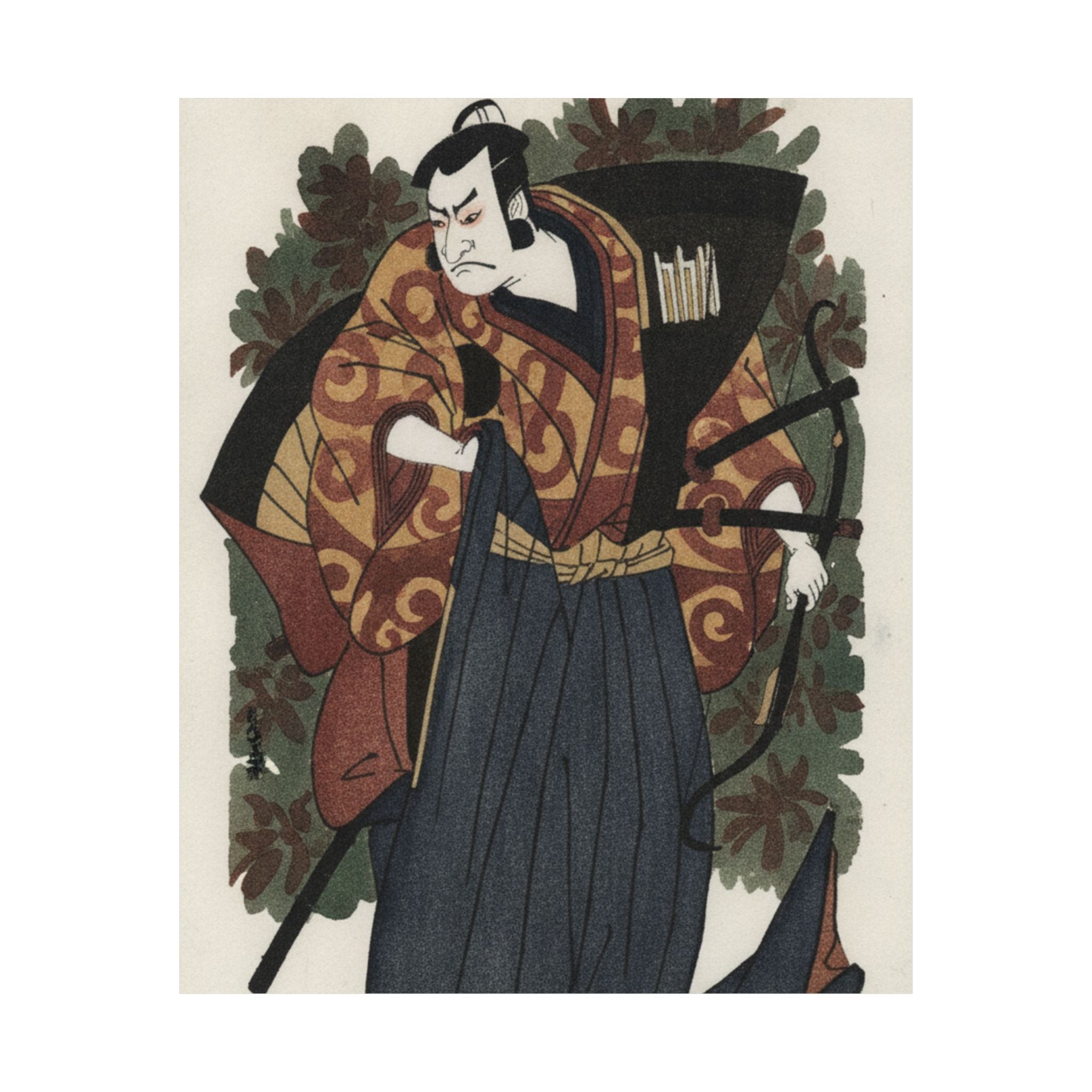 Watercolor — The First Nakamura Nakazo As A Man Of High Rank Attired In Naga-Bakama — Matte Poster
