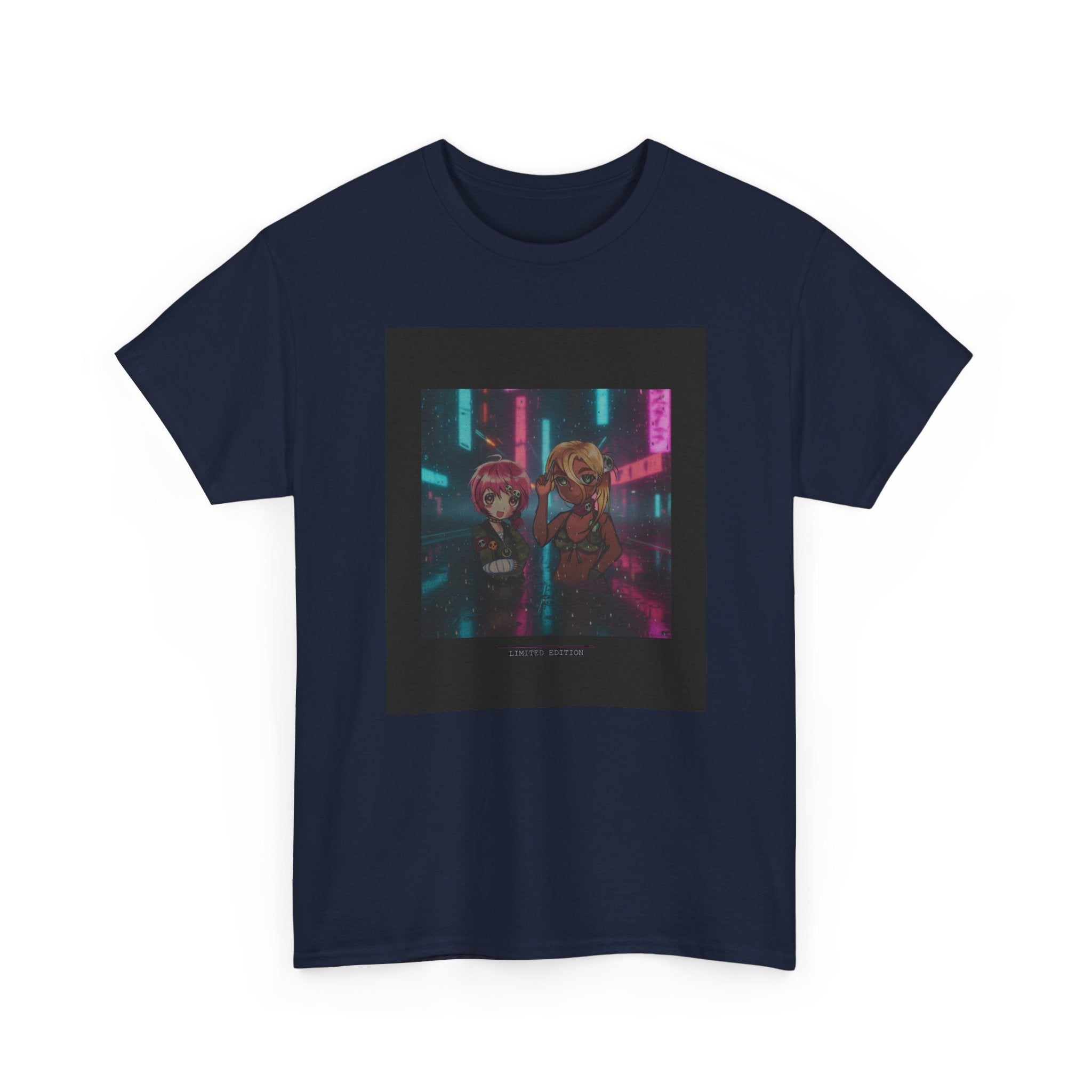 Neon Alley Anime Duo Cyberpunk Night Graphic Tee