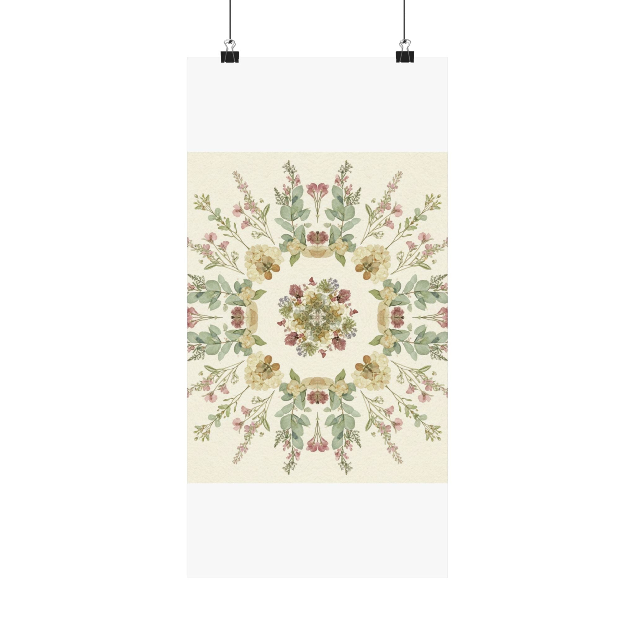Pressed Wildflower Symmetry Cottagecore Botanical Poster