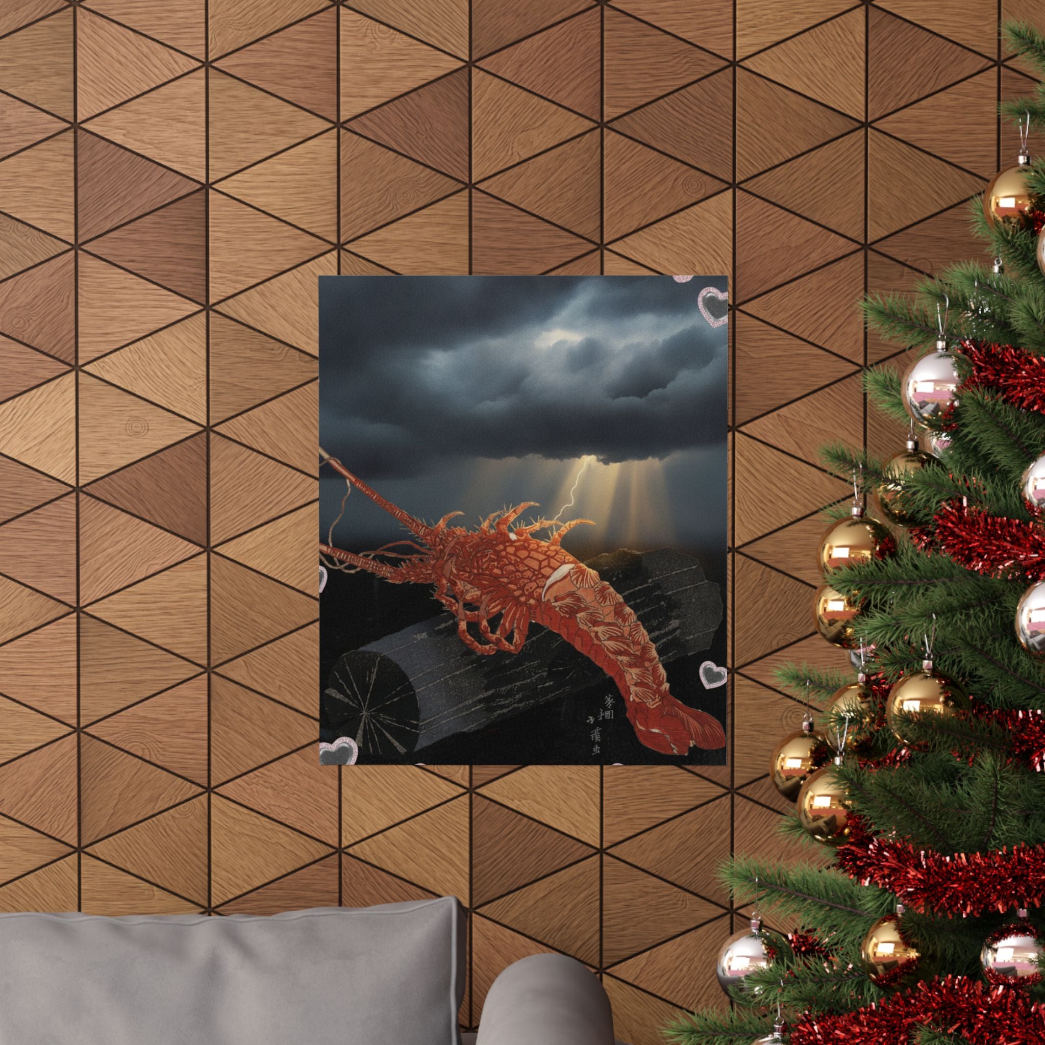 Dramatic Storm — Lobster On A Piece Of Charcoal — Matte Poster